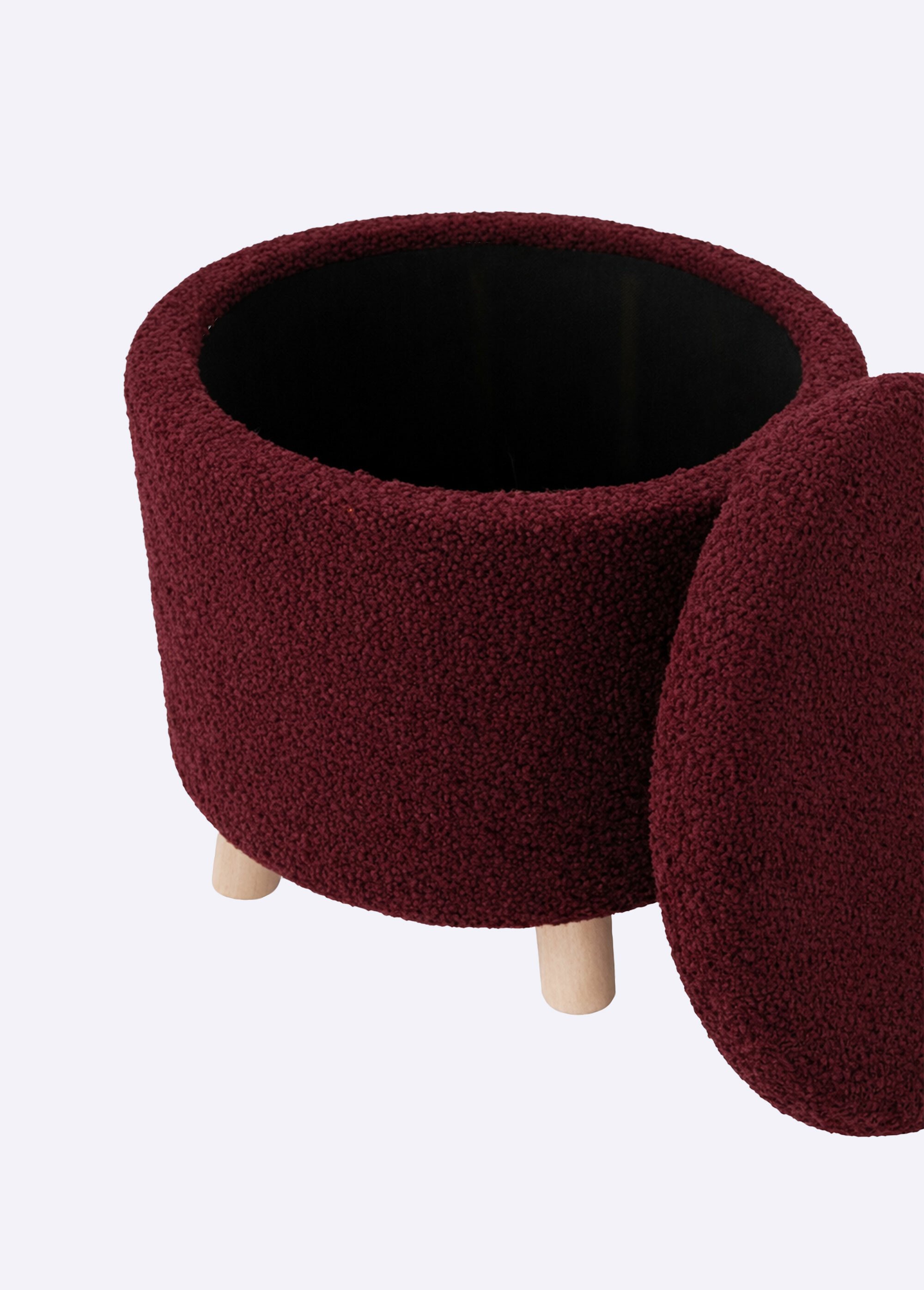 Pouf de rangement en maille bouclette ROUGE KP-AAK400220 DE1
