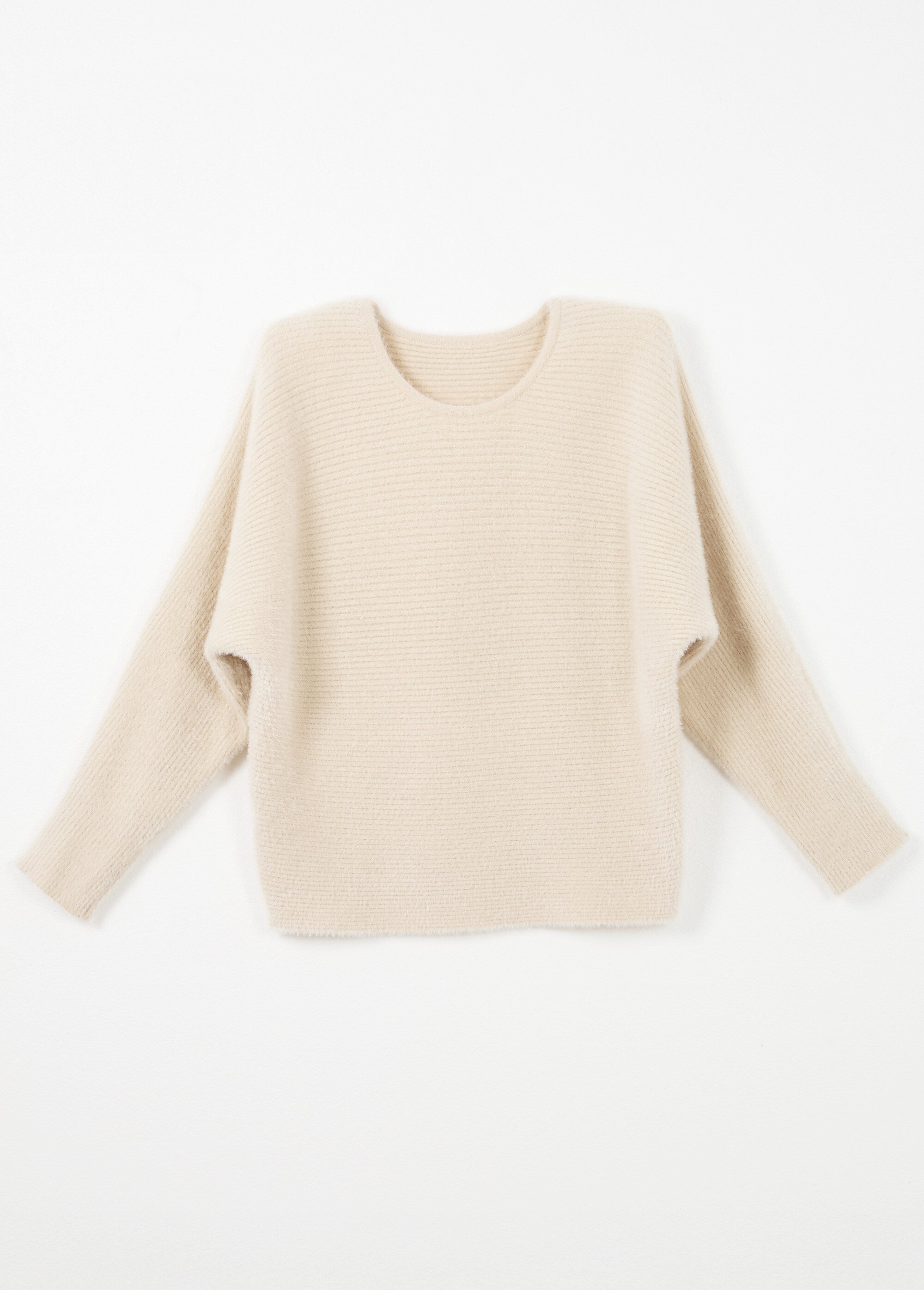 Pull côtelé col rond sans emmanchures boîte Femme Beige PERONELLE AP1