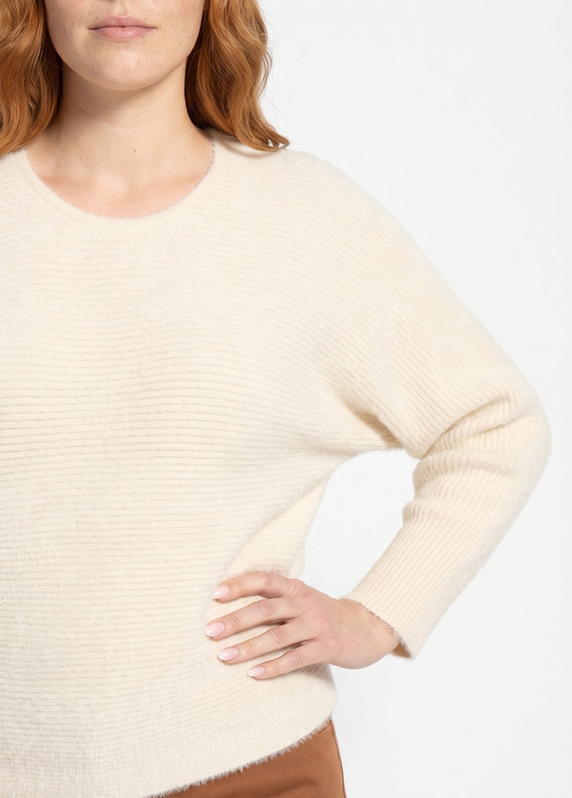 Pull côtelé col rond sans emmanchures boîte