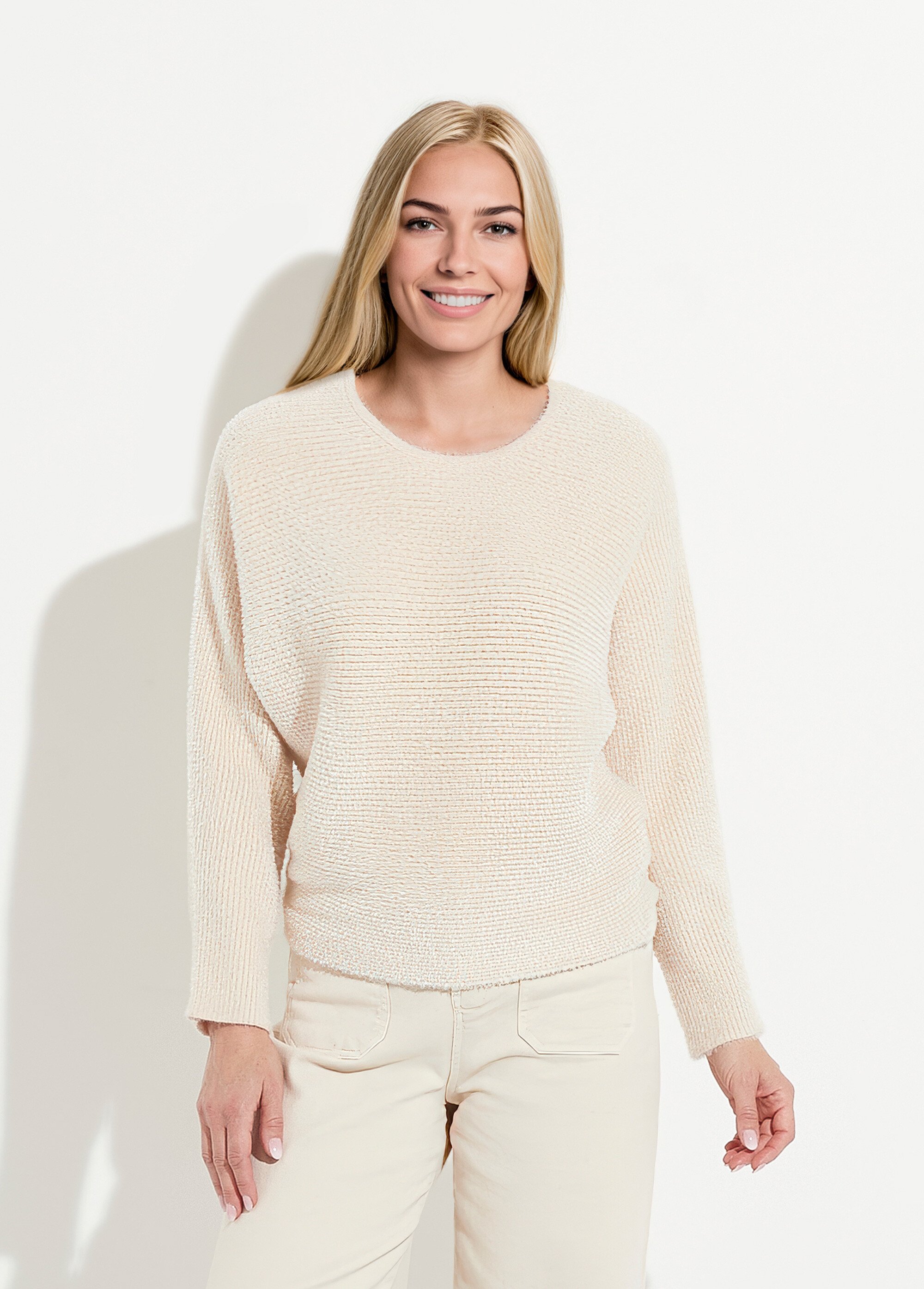 Pull côtelé col rond sans emmanchures boîte Femme Beige PERONELLE FA1
