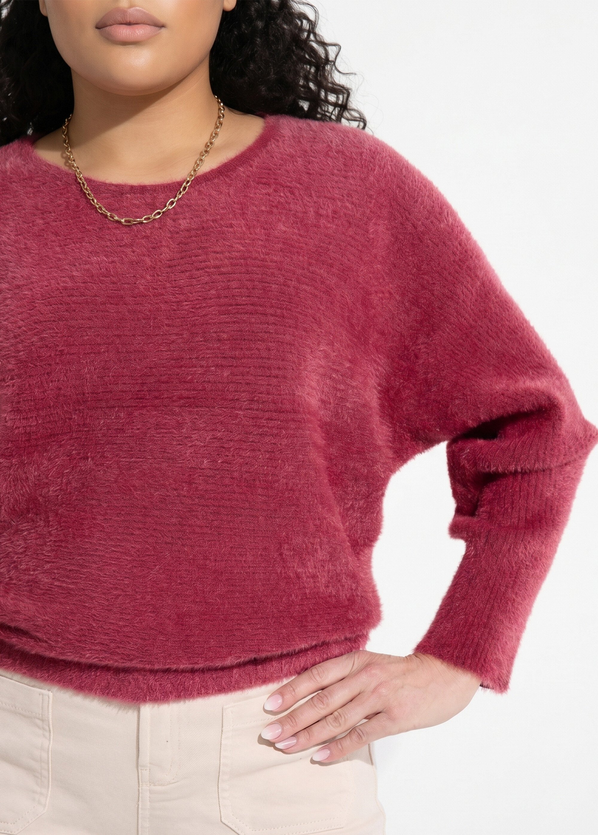 Pull côtelé col rond sans emmanchures boîte