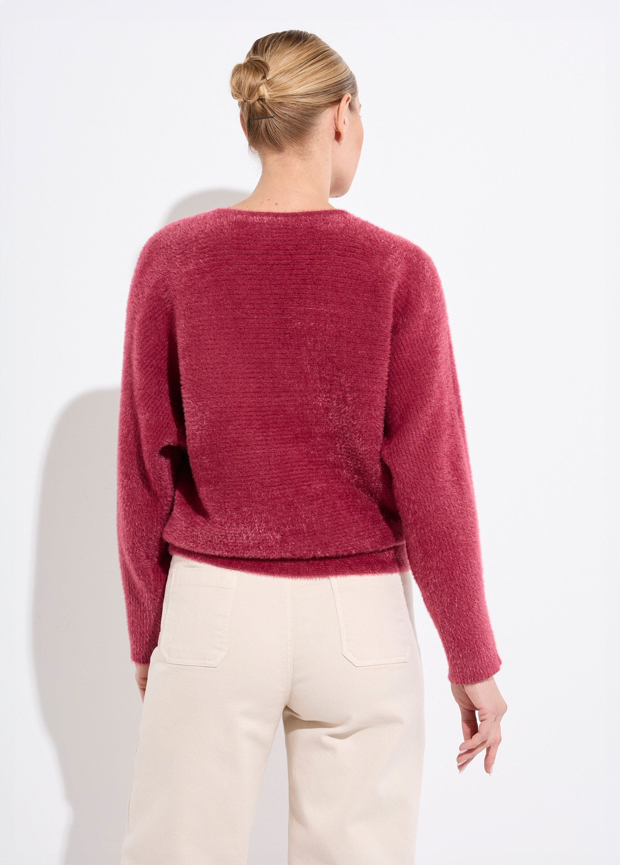 Pull côtelé col rond sans emmanchures boîte Femme Rouge PERONELLE DO1