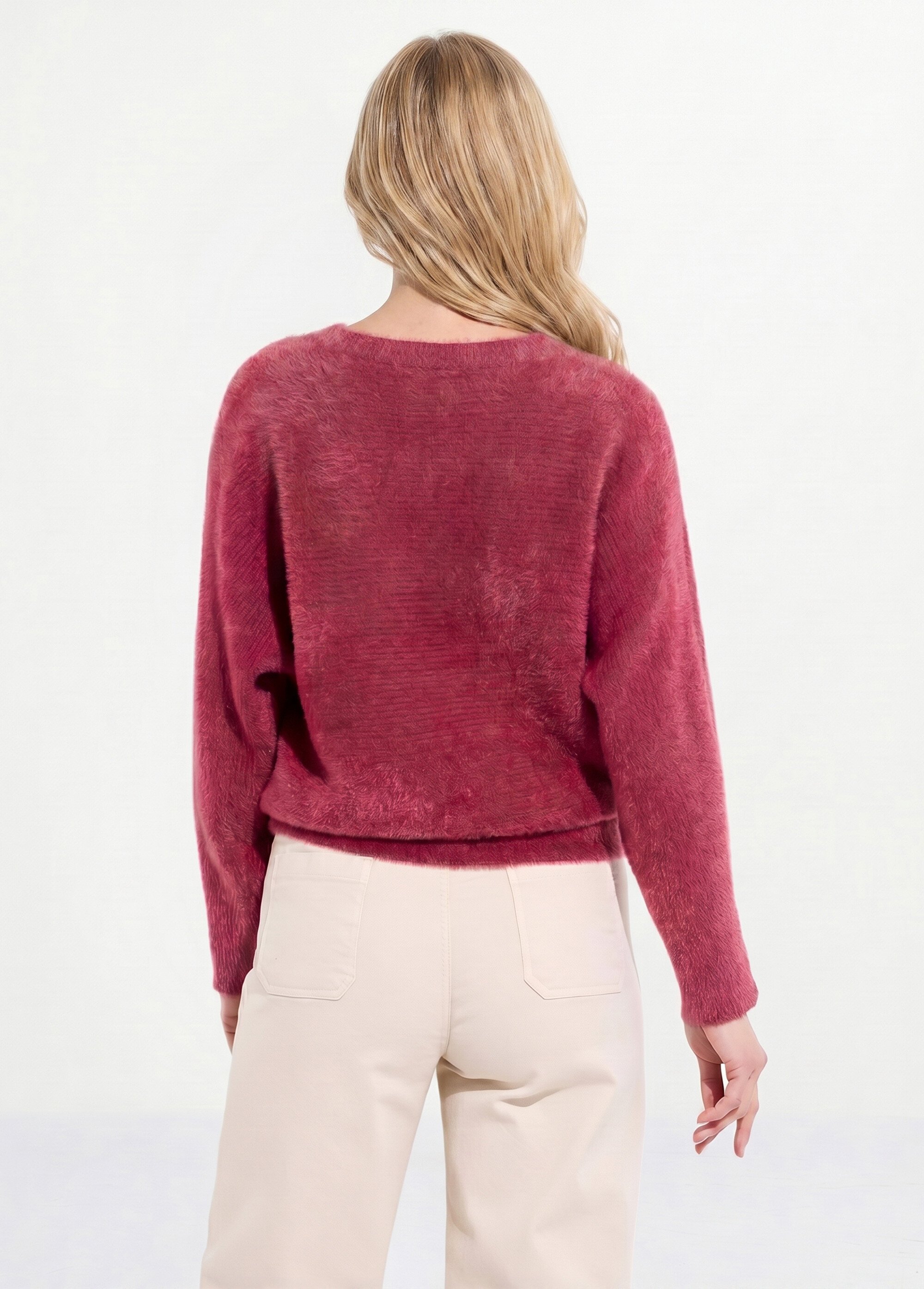 Pull côtelé col rond sans emmanchures boîte Femme Rouge PERONELLE DO1