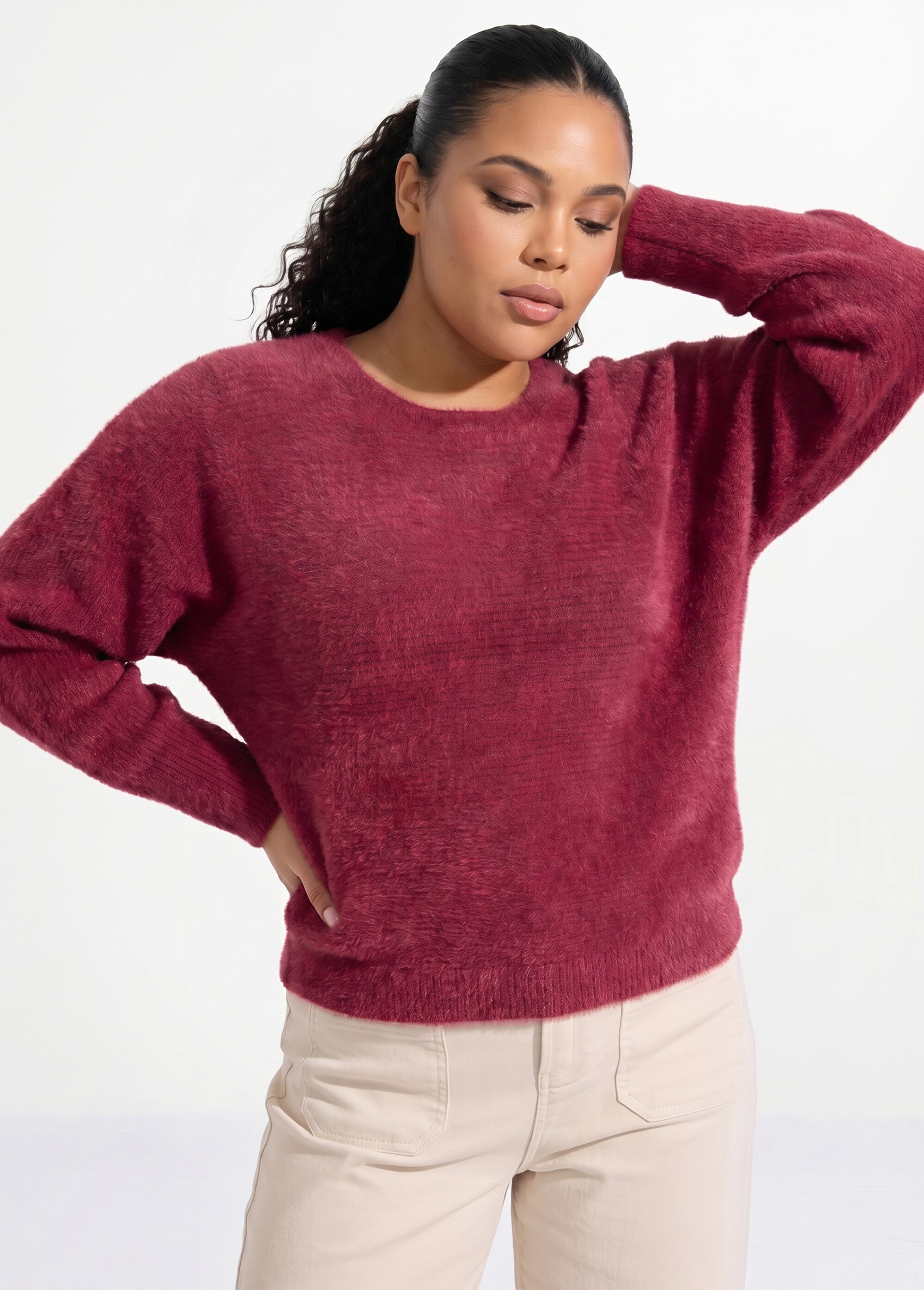 Pull côtelé col rond sans emmanchures boîte