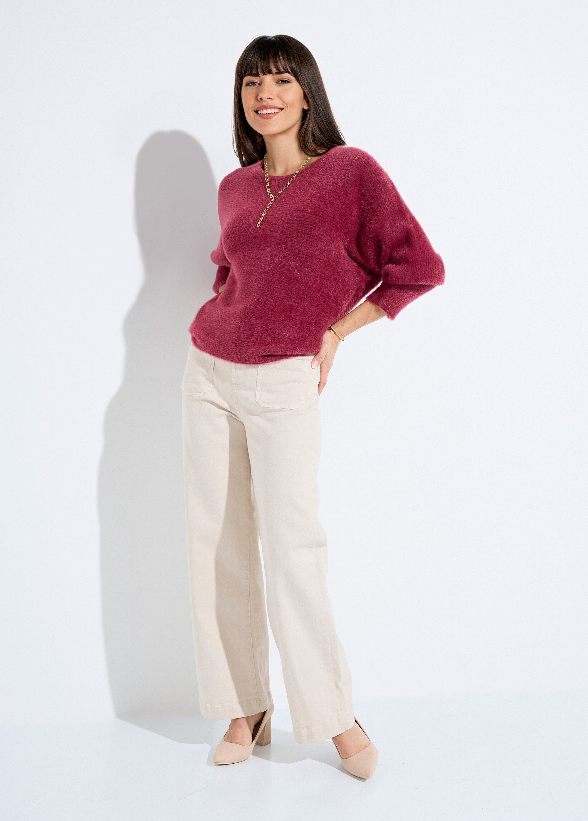 Pull côtelé col rond sans emmanchures boîte Femme Rouge PERONELLE SI1