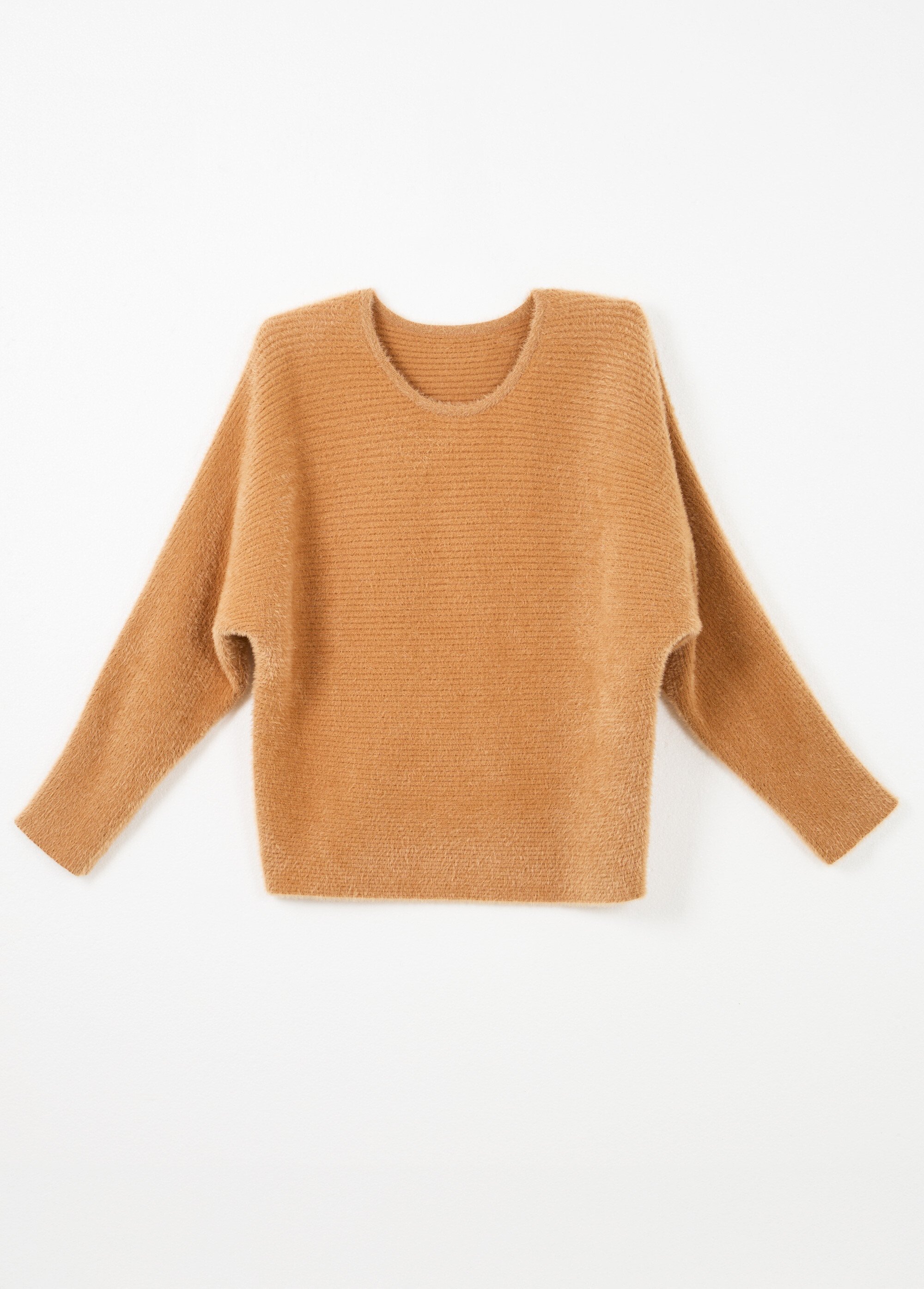 Pull côtelé col rond sans emmanchures boîte Femme Beige PERONELLE AP1