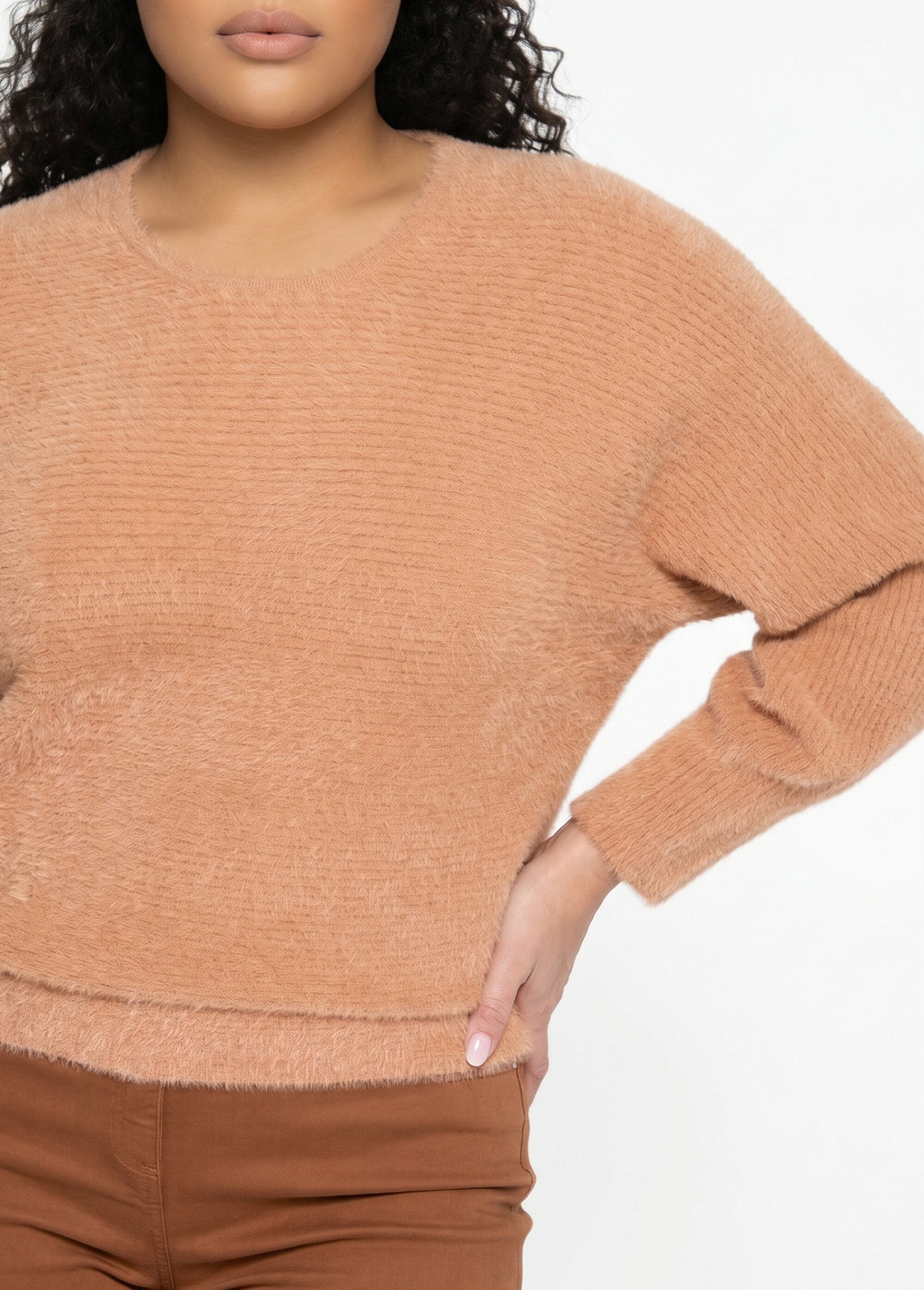 Pull côtelé col rond sans emmanchures boîte