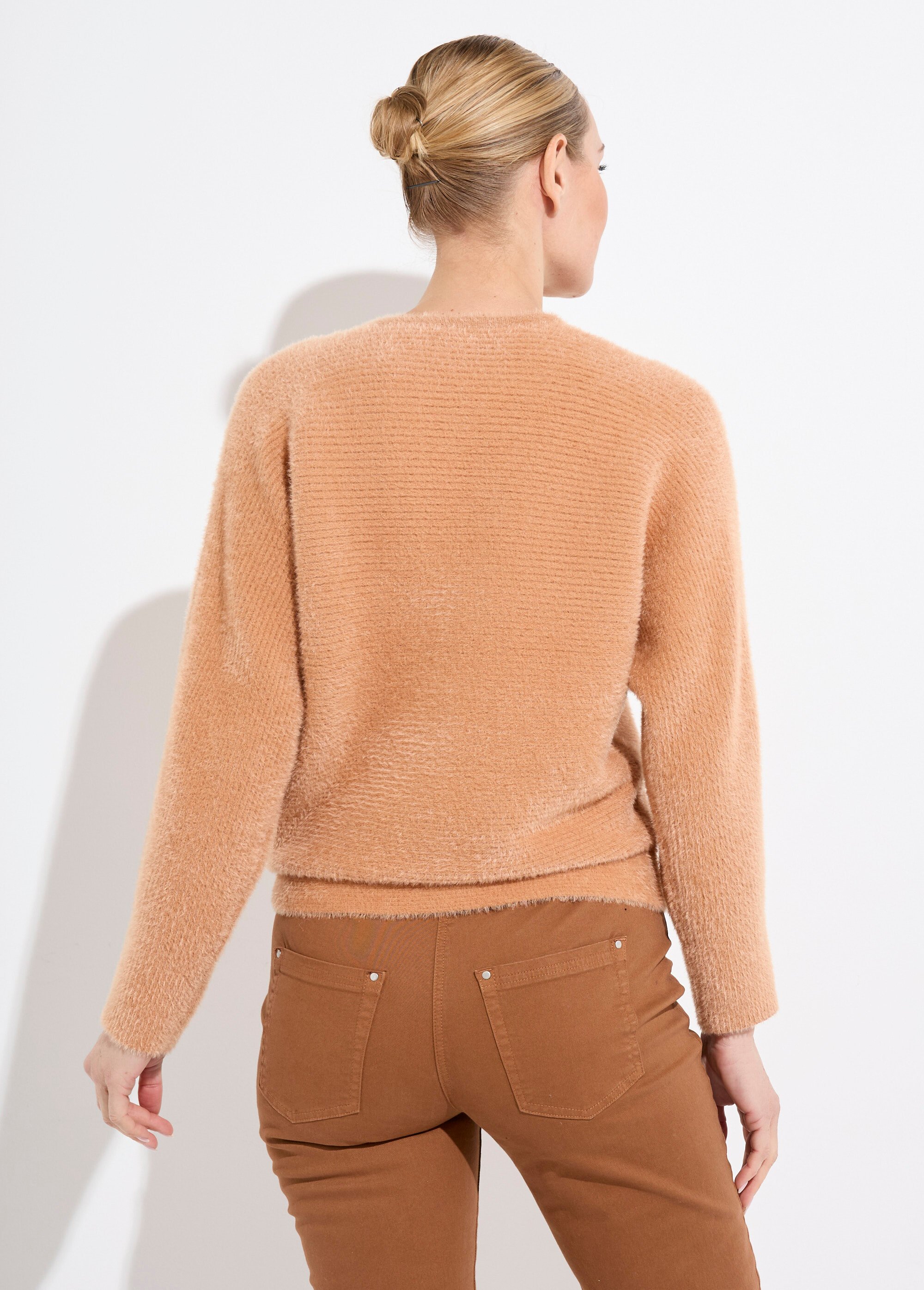 Pull côtelé col rond sans emmanchures boîte Femme Beige PERONELLE DO1