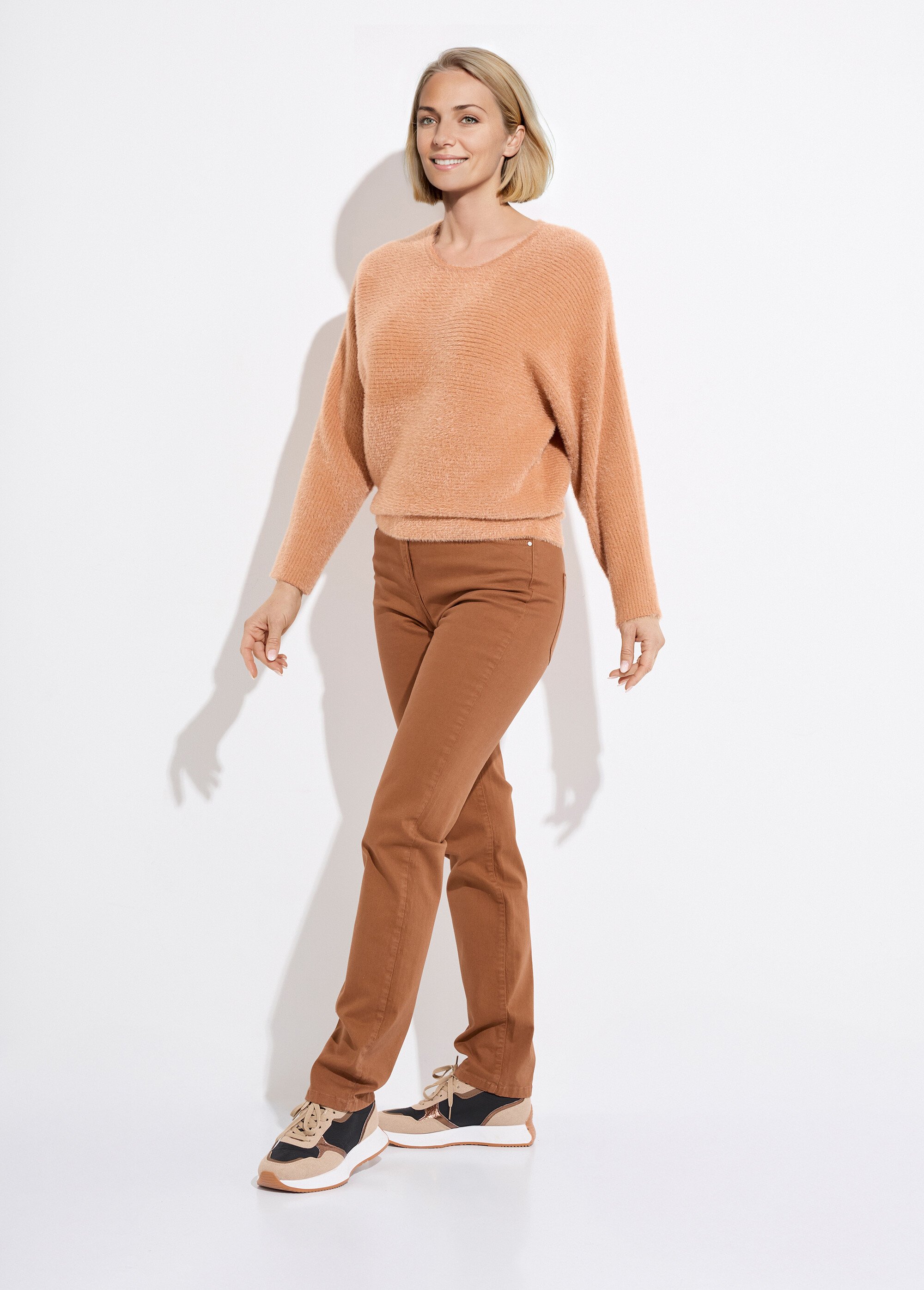 Pull côtelé col rond sans emmanchures boîte Femme Beige PERONELLE SF1