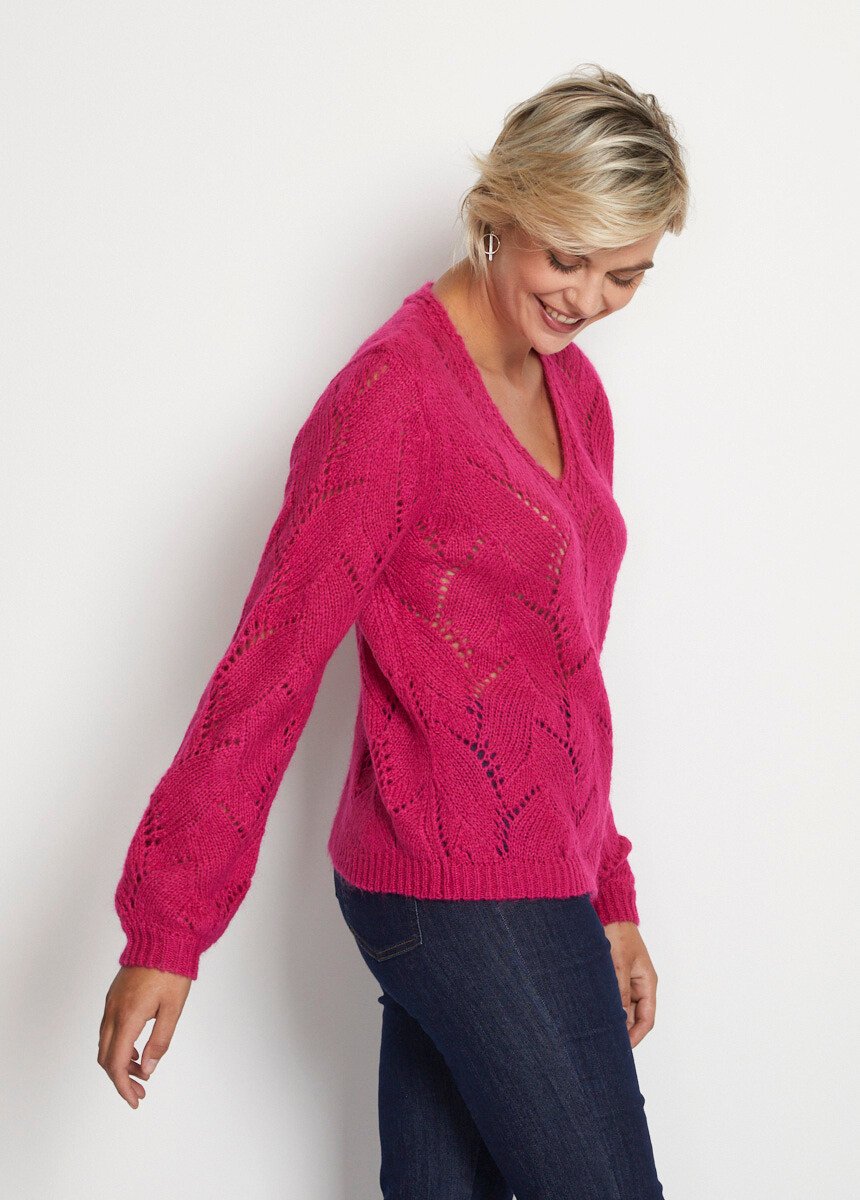 Pull maille ajourée Femme Rose PEYRIEU DR1