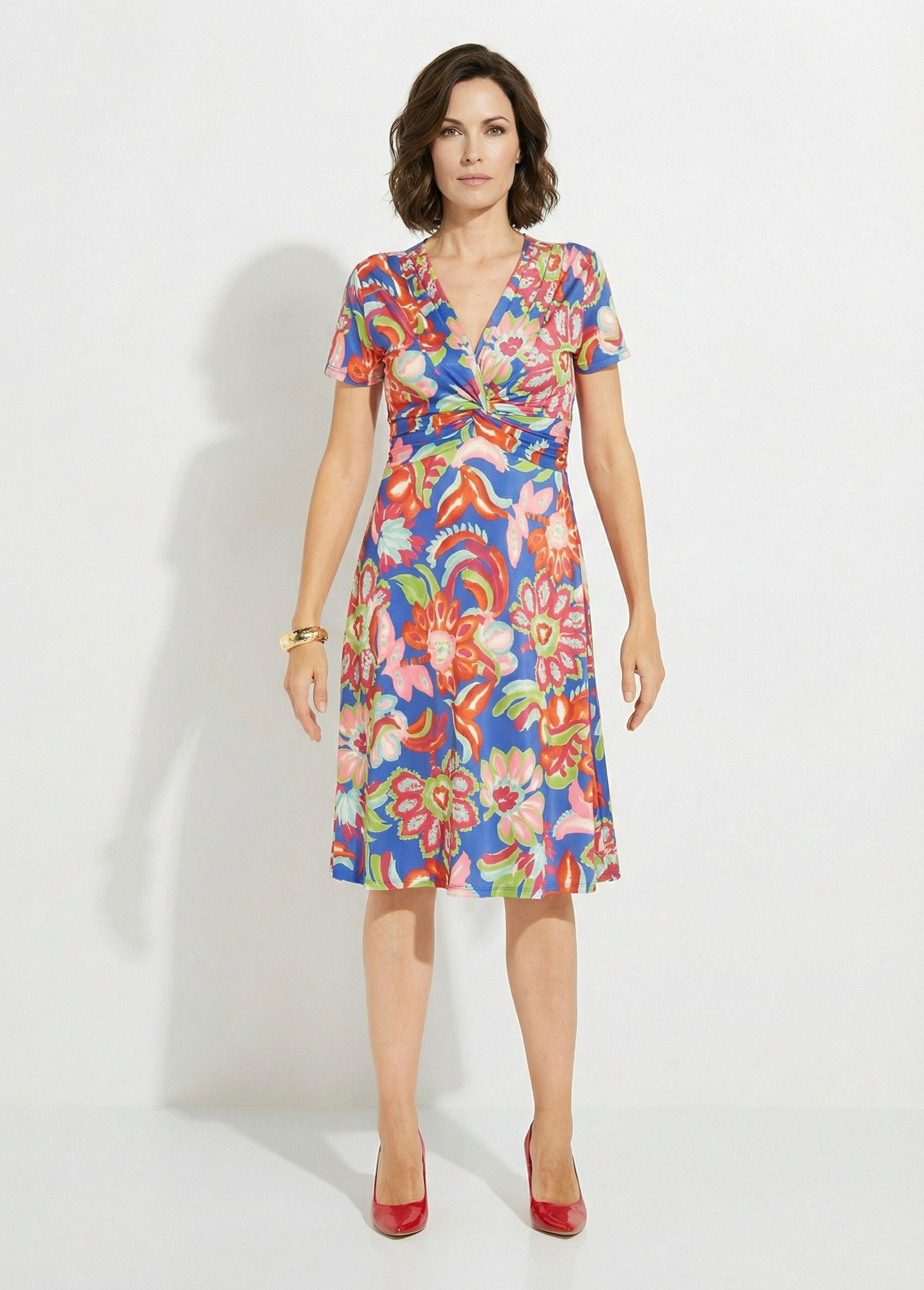 Robe courte cache-coeur imprimé fleurs Femme Bleu ELANZA FA1