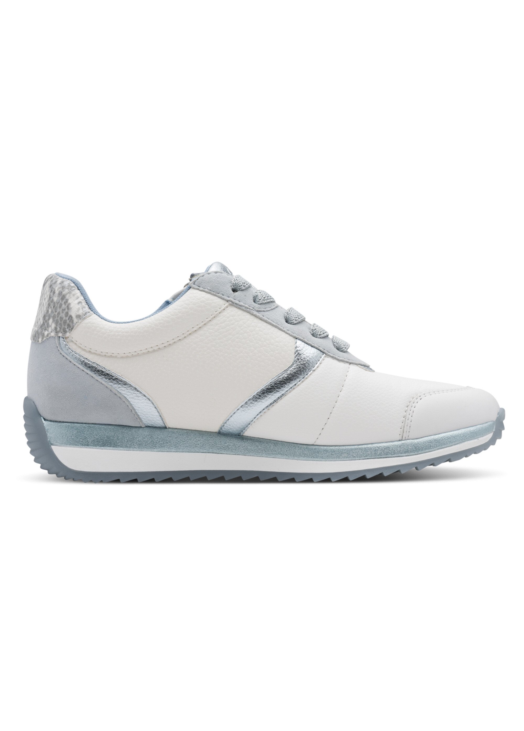 Sneakers cuir lisse, détails métallisés Femme Blanc TAM88373446 DR1