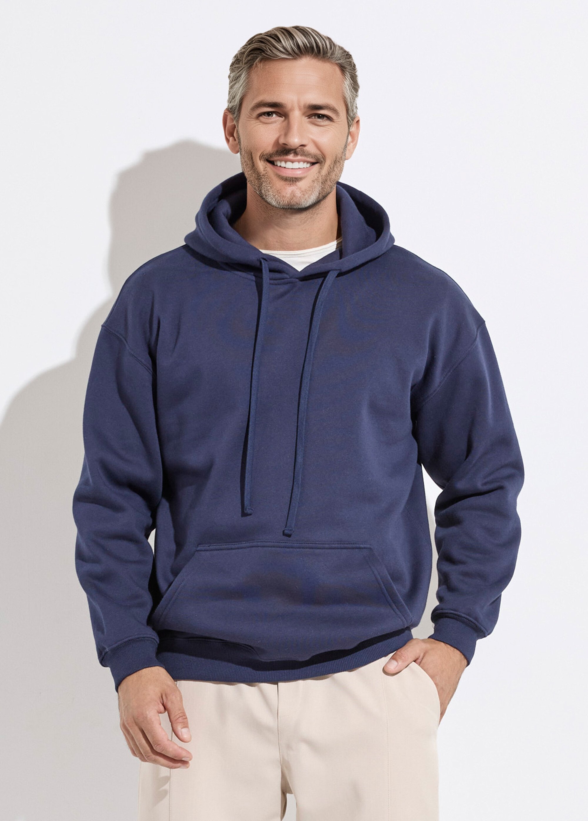 Sweat shirt à capuche et poche kangourou Bleu MENZT1008 FA1