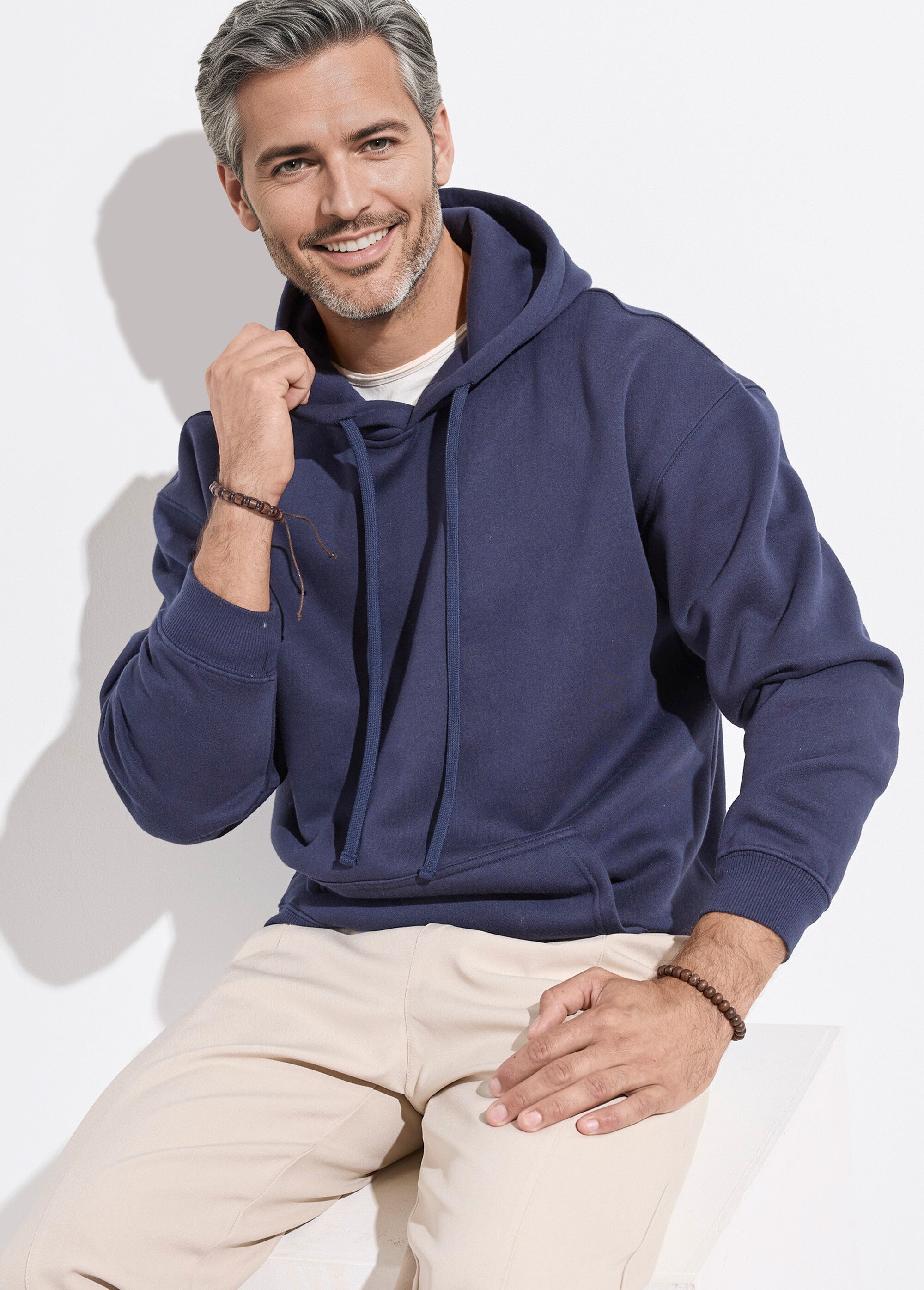 Sweat shirt à capuche et poche kangourou Bleu MENZT1008 MV1