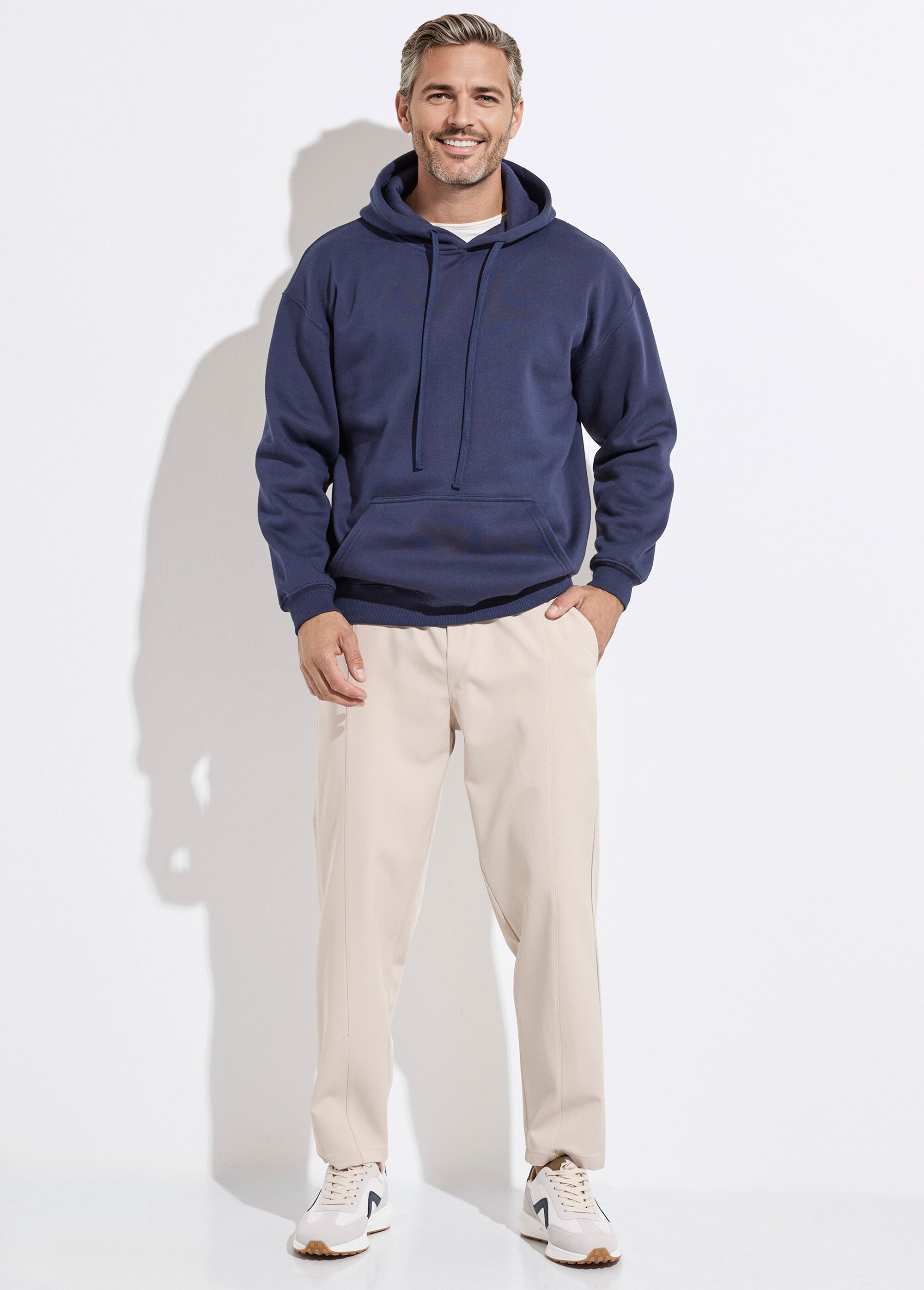 Sweat shirt à capuche et poche kangourou Bleu MENZT1008 SF1