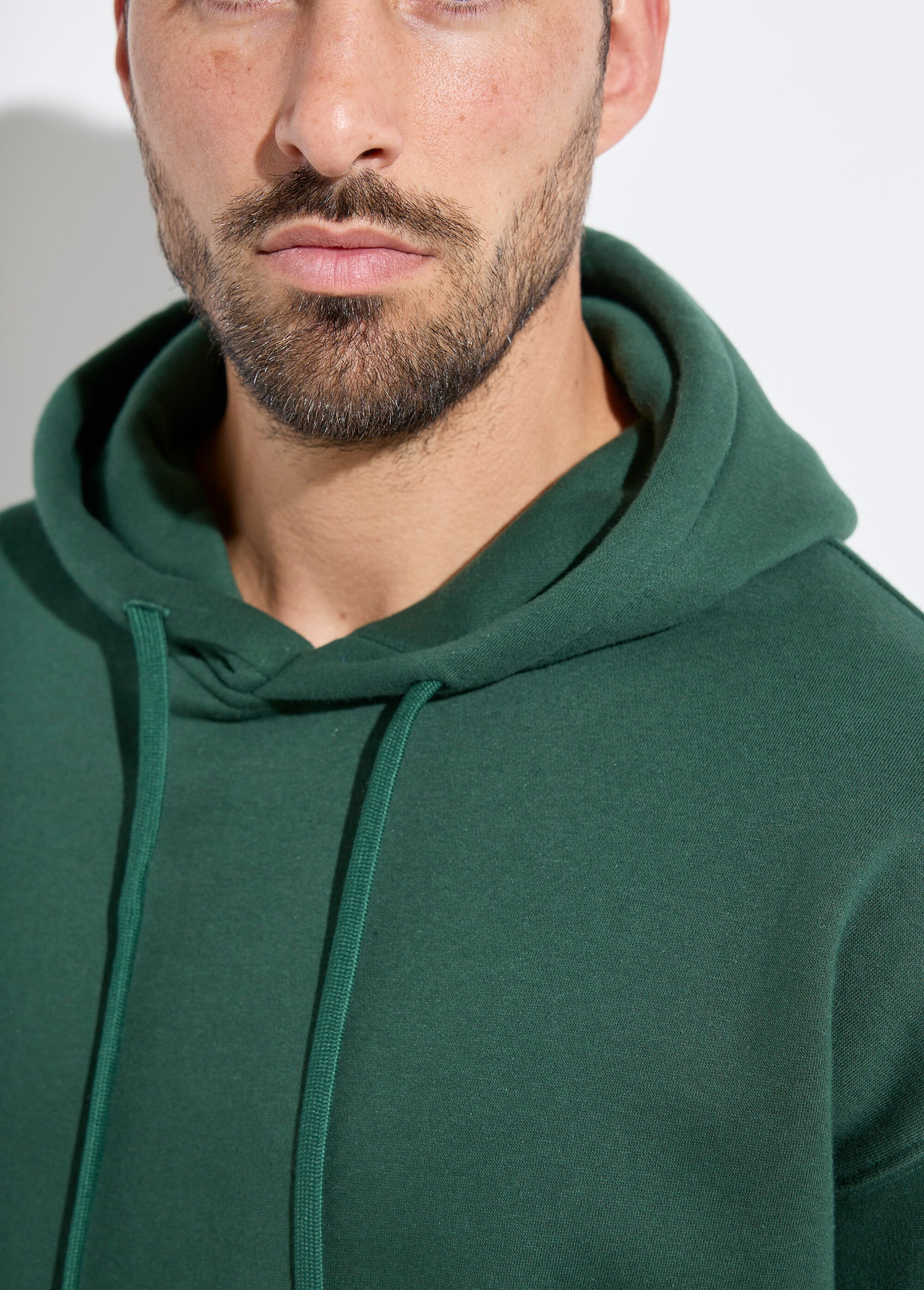 Sweat shirt à capuche et poche kangourou Vert MENZT1008 DE1