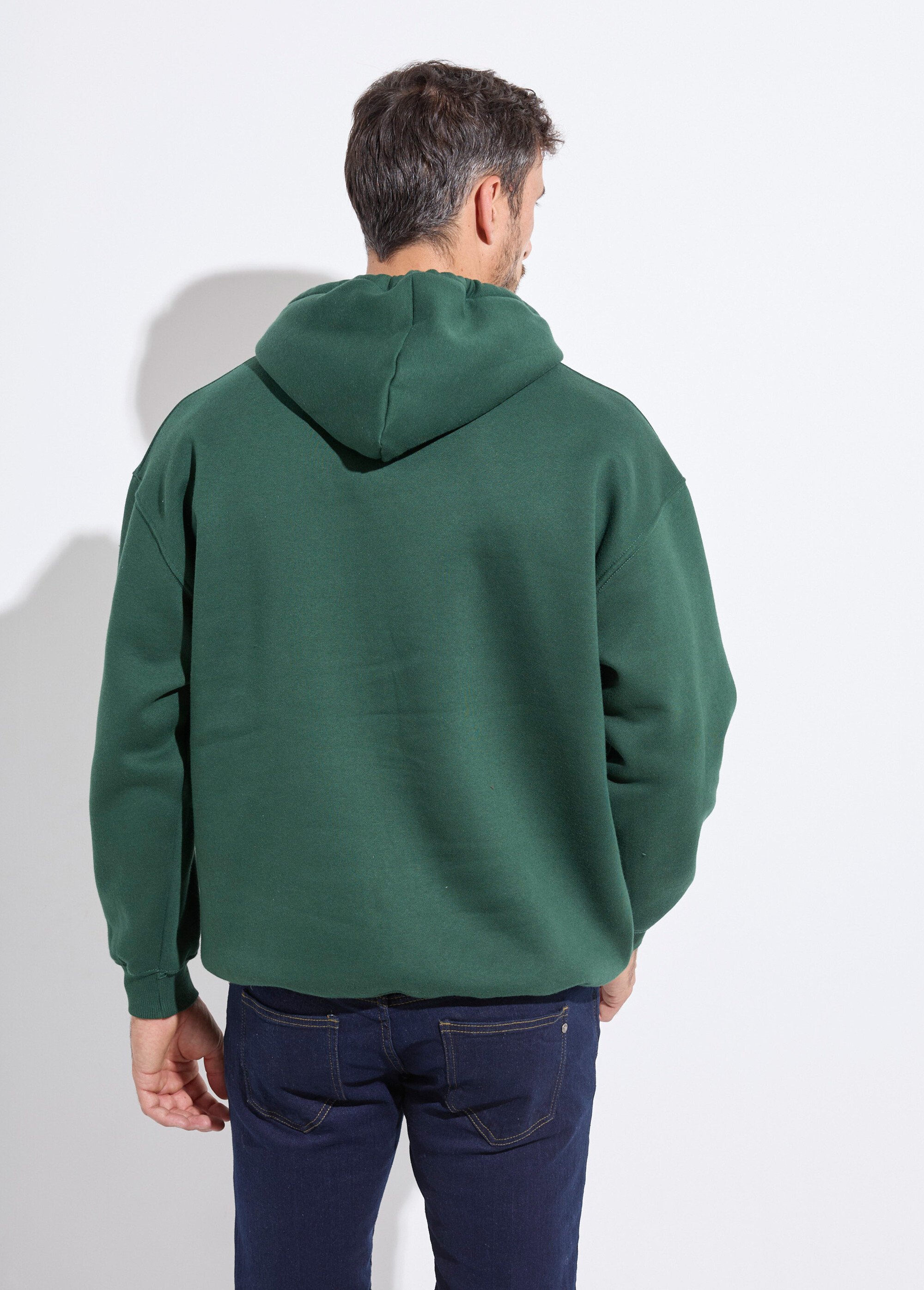 Sweat shirt à capuche et poche kangourou Vert MENZT1008 DO1