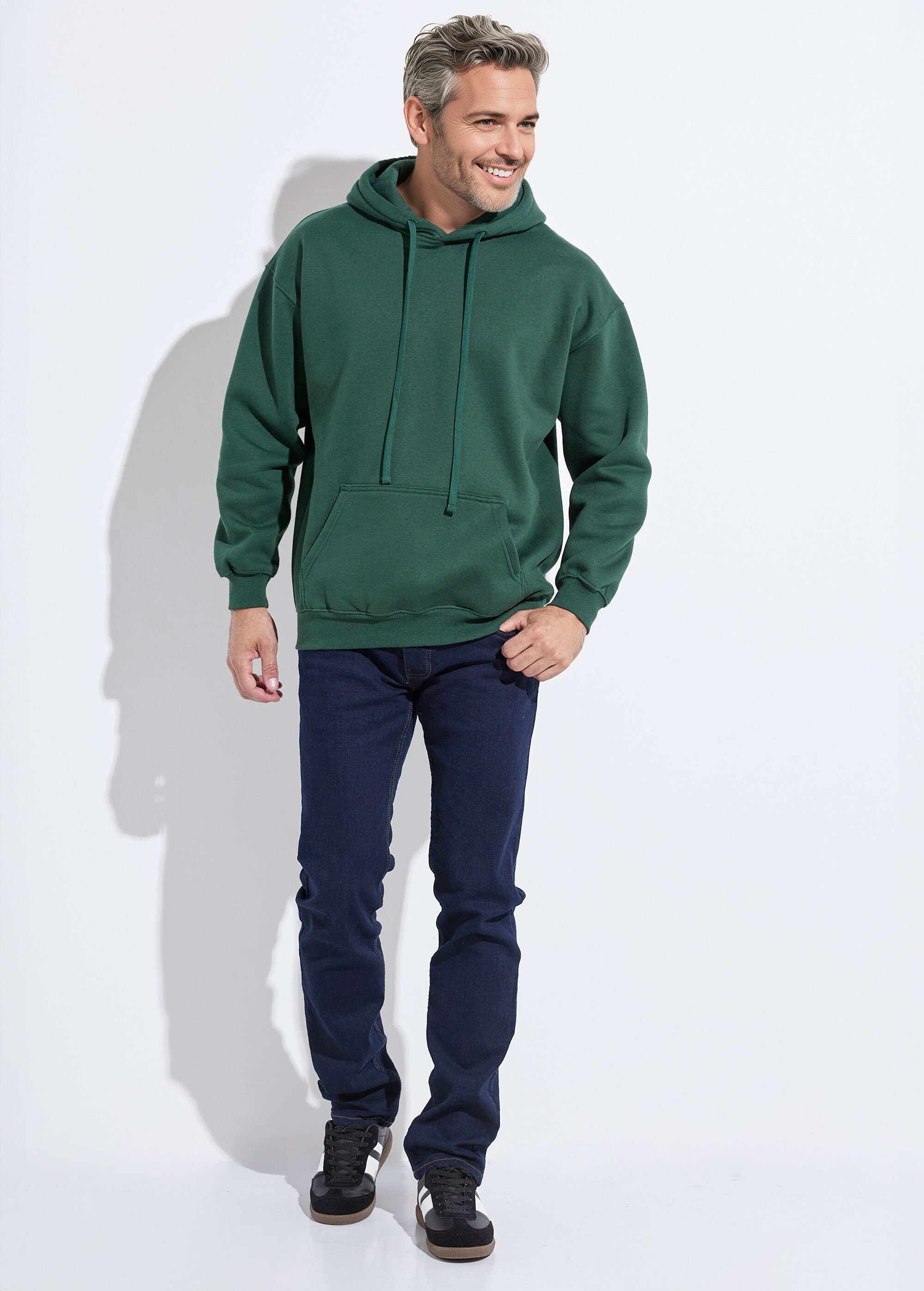 Sweat shirt à capuche et poche kangourou Vert MENZT1008 SF1