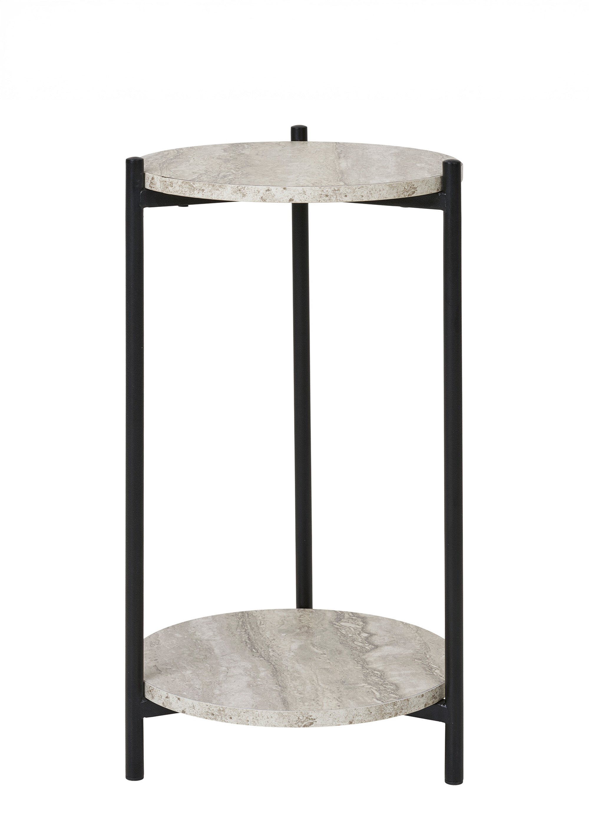 Table d'appoint 2 tablettes travertin NOIR HN-2102072 DE1