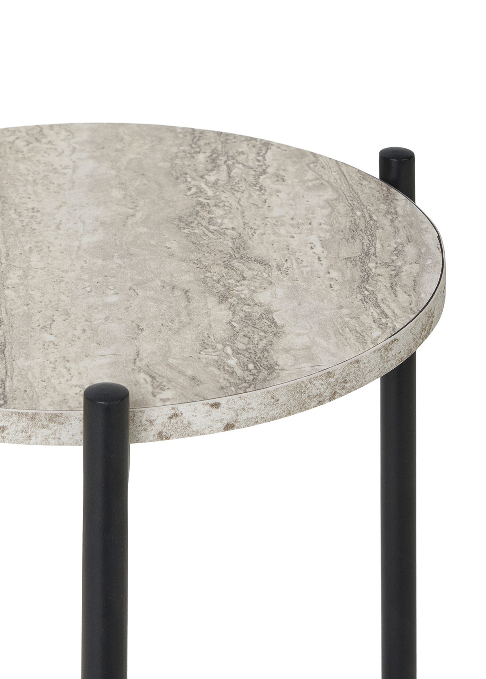 Table d'appoint 2 tablettes travertin NOIR HN-2102072 DE2