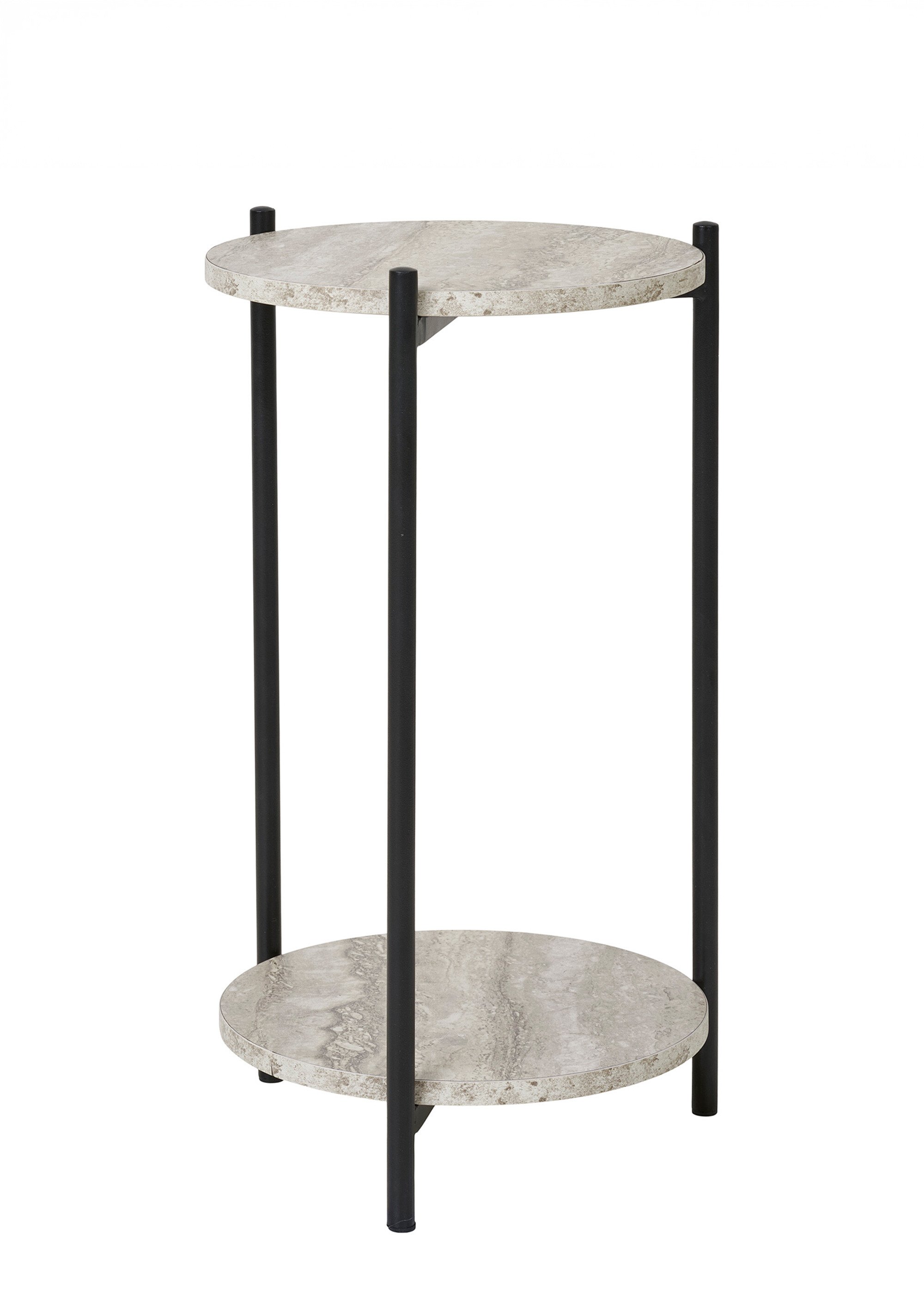 Table d'appoint 2 tablettes travertin NOIR HN-2102072 FA1