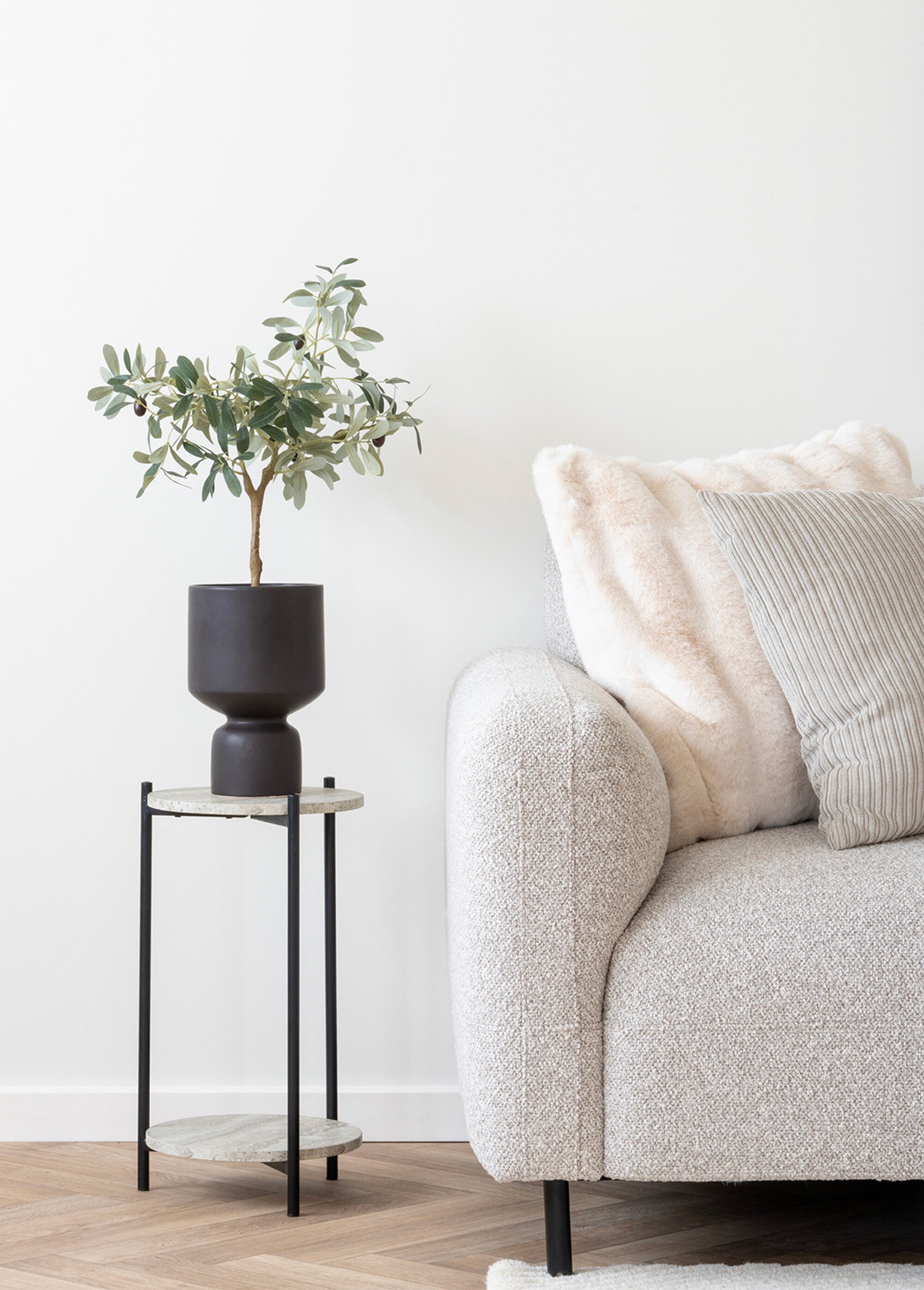 Table d'appoint 2 tablettes travertin NOIR HN-2102072 SI1