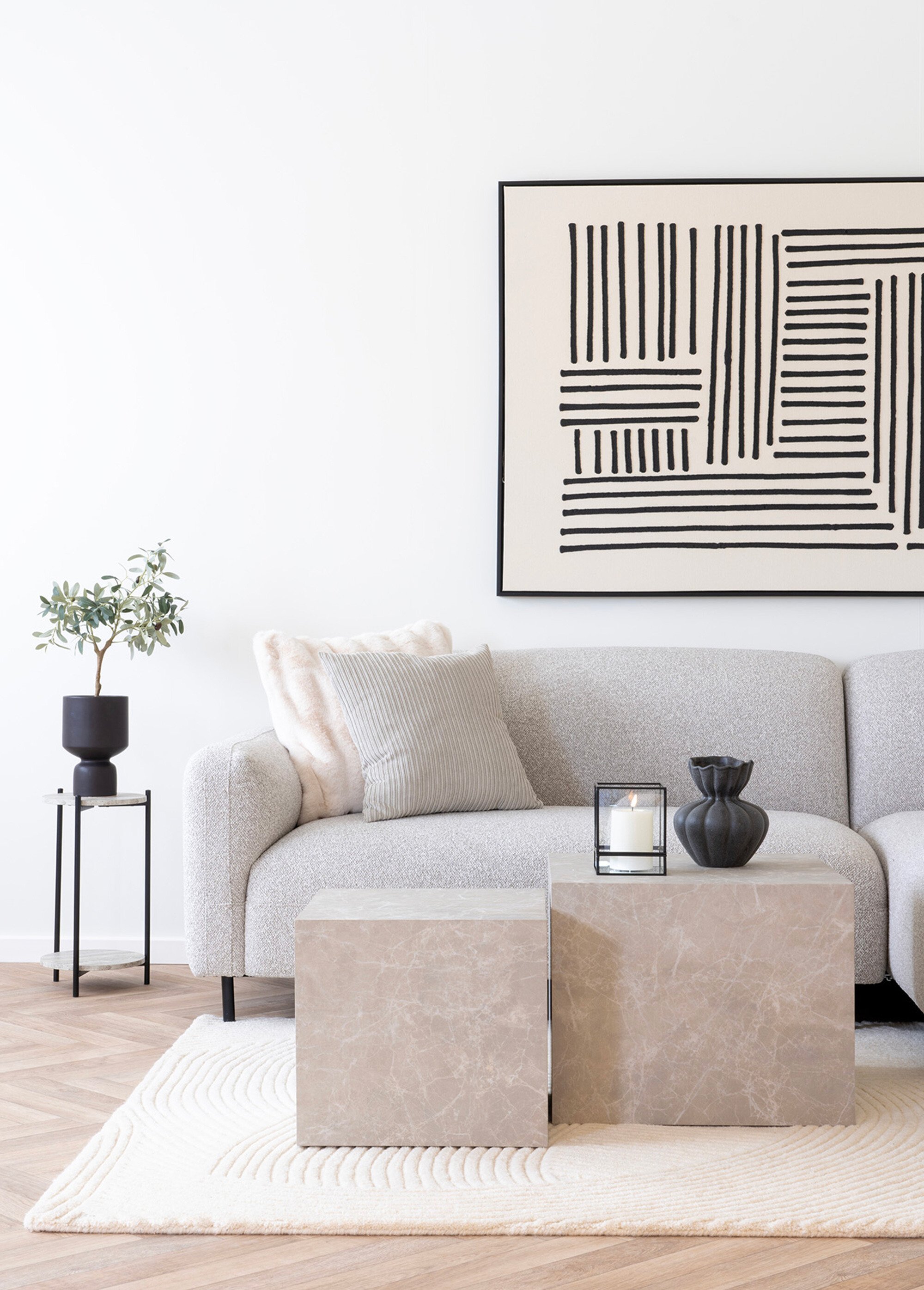 Table d'appoint 2 tablettes travertin NOIR HN-2102072 SI2