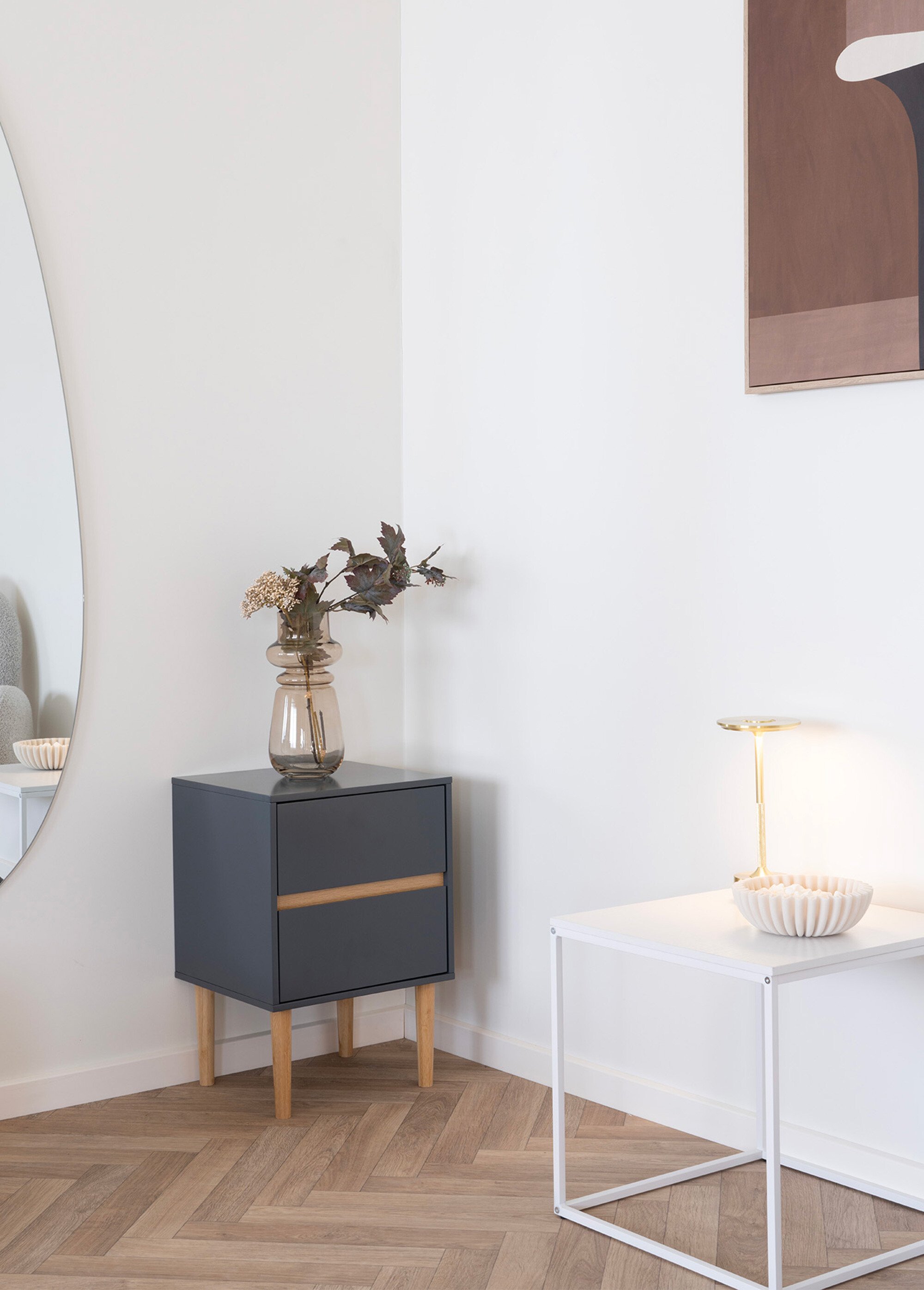 Table d'appoint acier forme cube BLANC HN-2101401 SI1