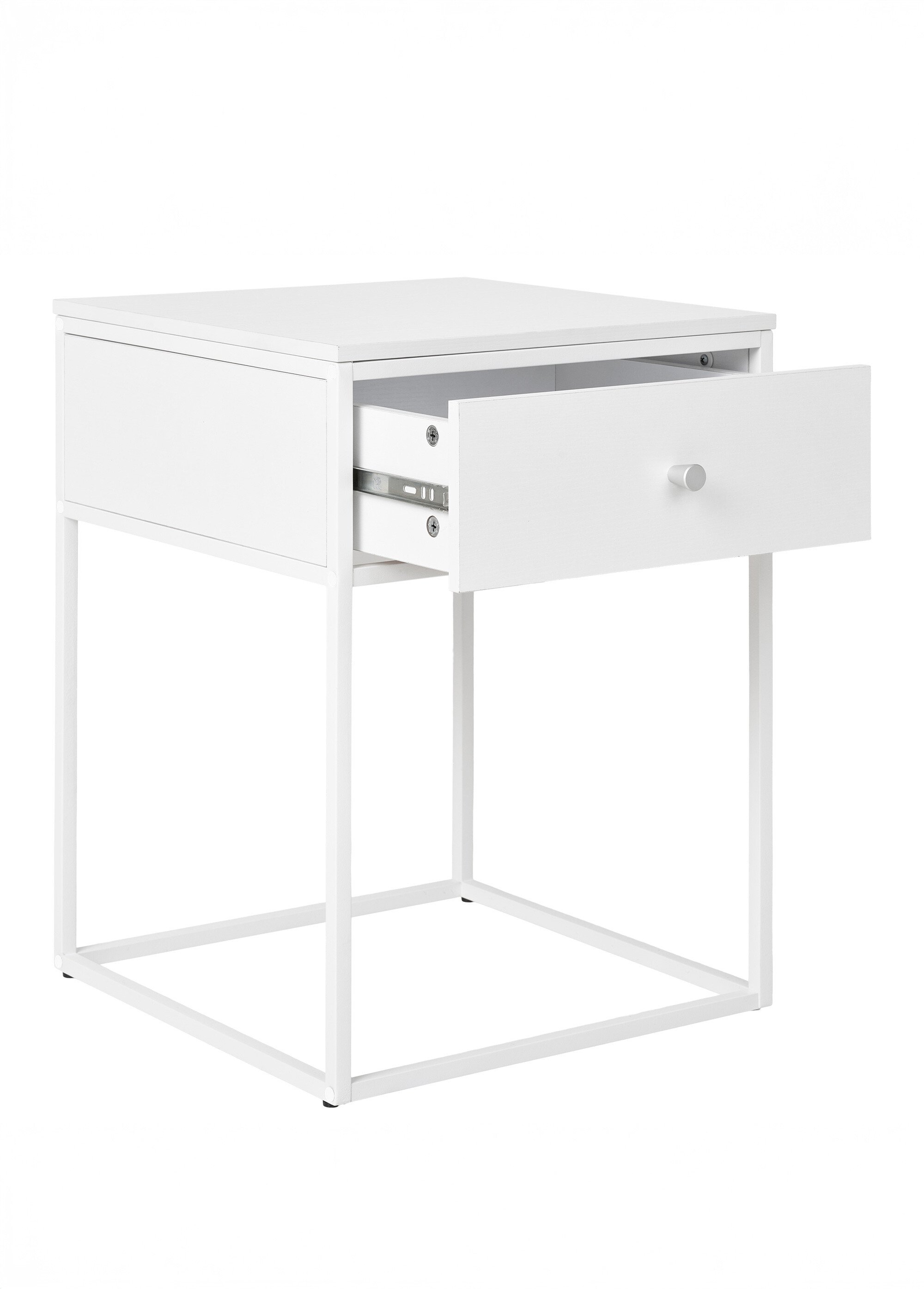 Table d'appoint en acier, avec tiroir BLANC HN-2101611 DE2