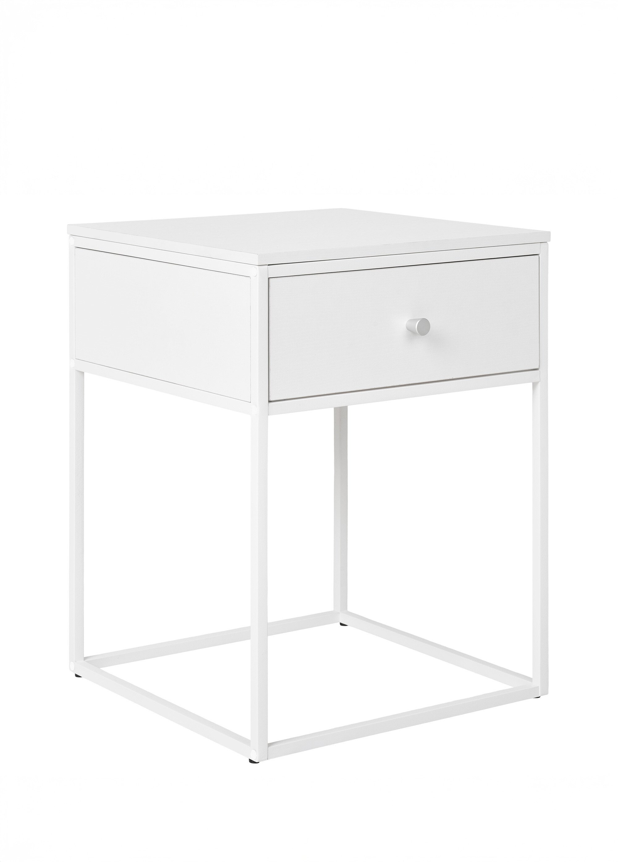 Table d'appoint en acier, avec tiroir BLANC HN-2101611 FA1