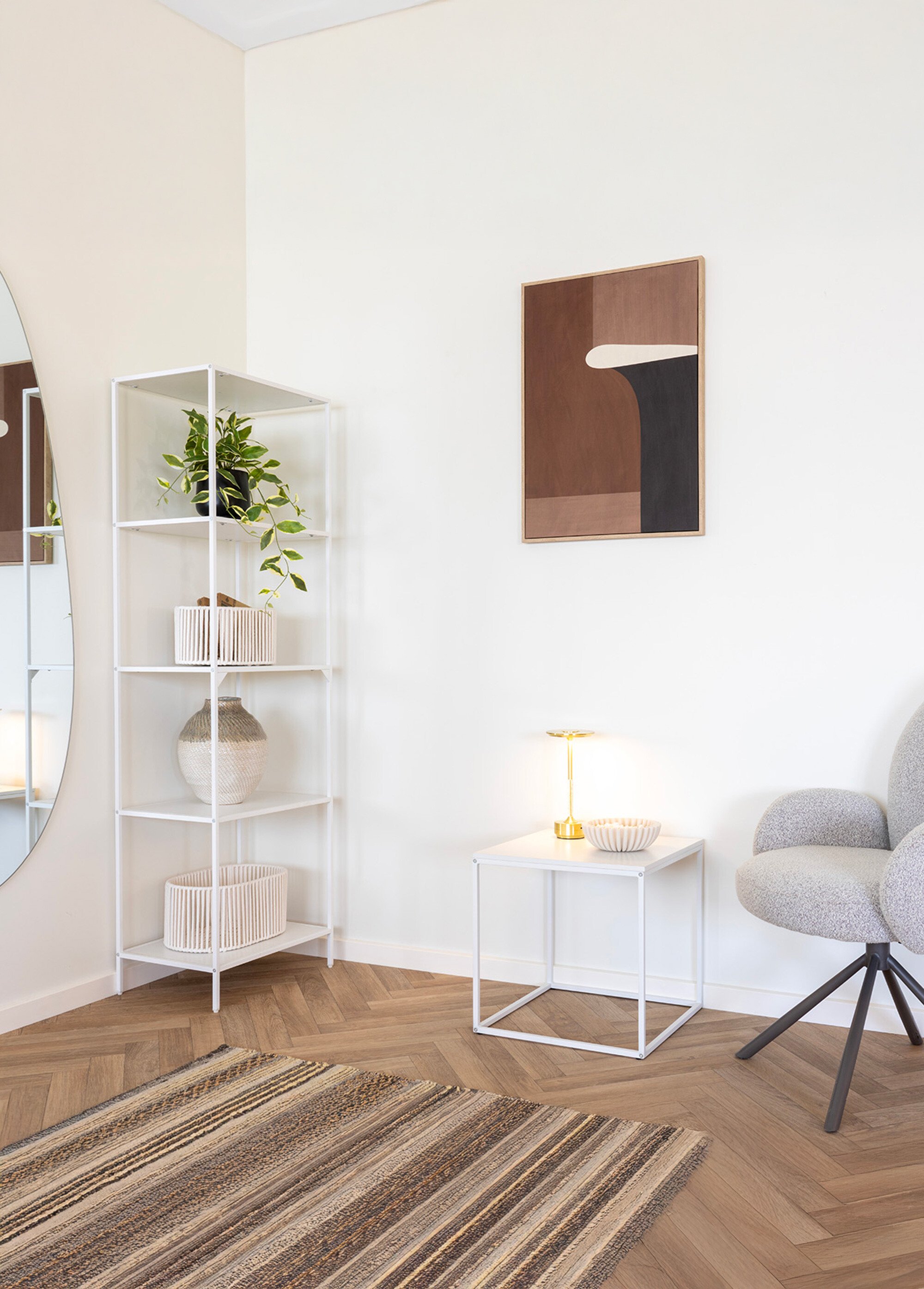 Table d'appoint en acier, avec tiroir BLANC HN-2101611 SI2