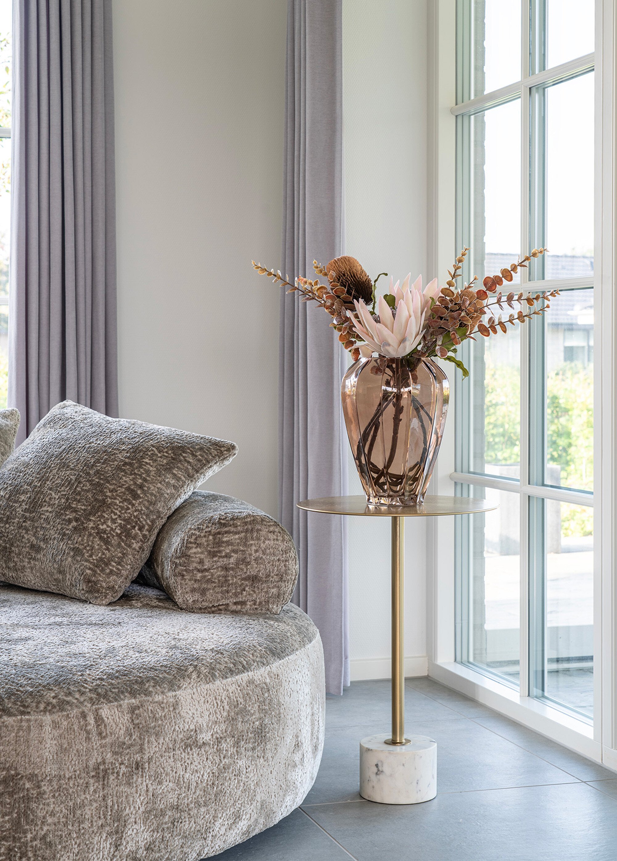 Table d'appoint haute, laiton et marbre BLANC HN-1601500 SI1