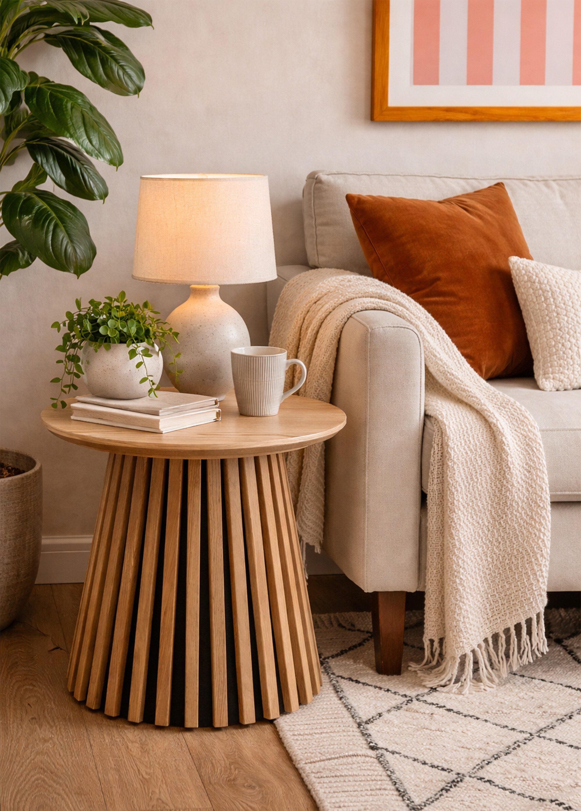 Table d'appoint, placage chêne clair MARRON HN-2102085 SI1