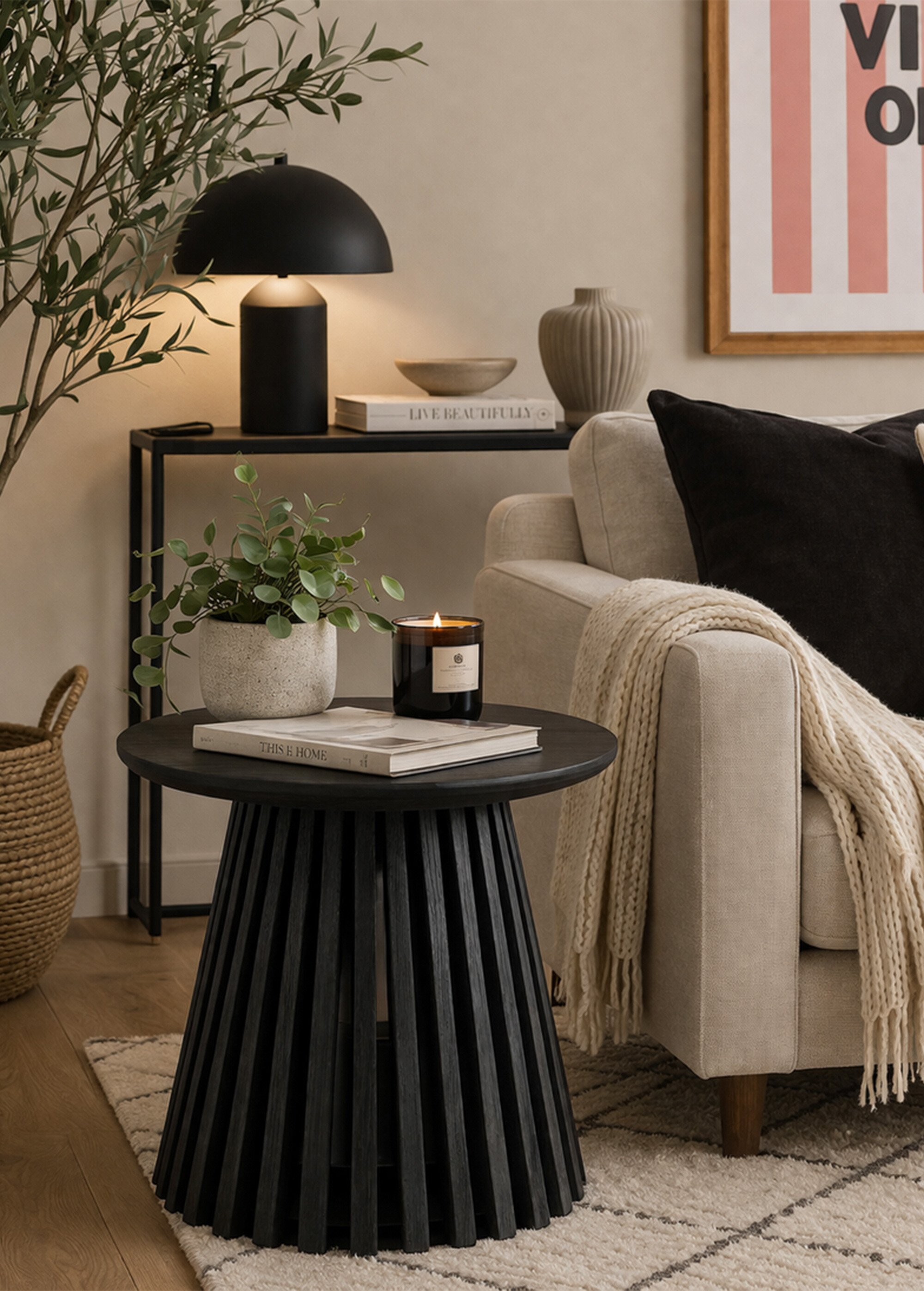 Table d'appoint, placage chêne foncé NOIR HN-2102087 SI1