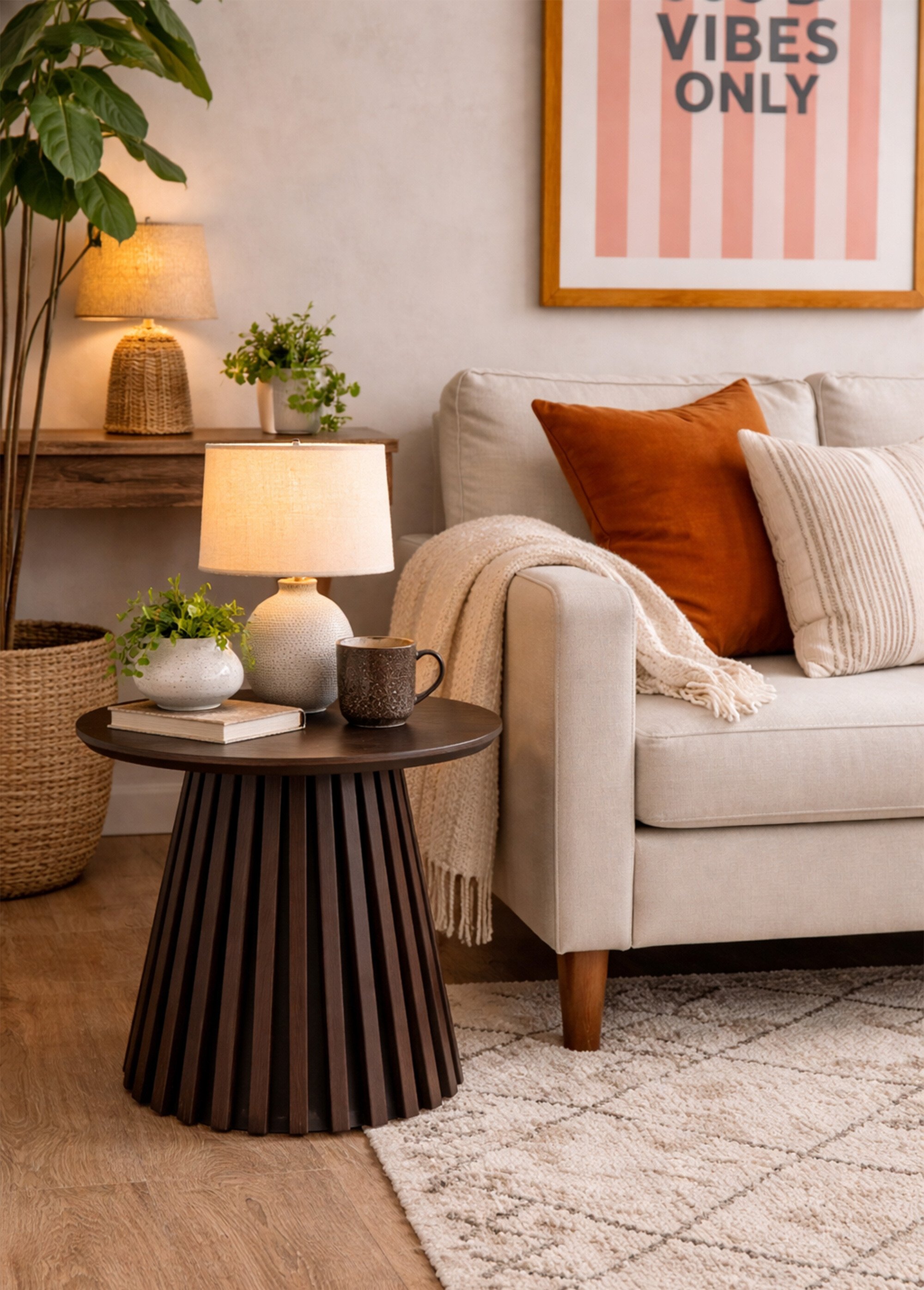 Table d'appoint, placage chêne moyen MARRON HN-2102086 SI1