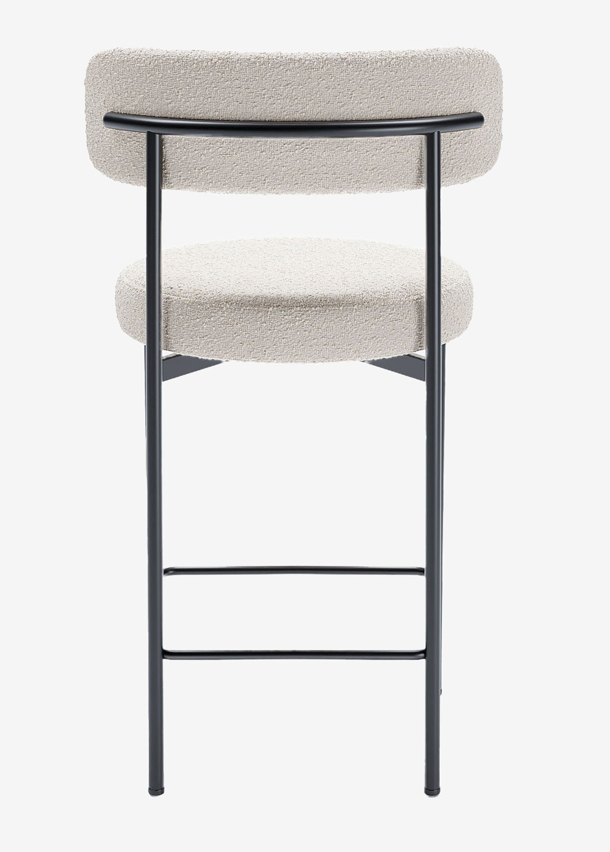 Tabourets de bar avec dossier, pieds métal BLANC POT-AGATHE DO1