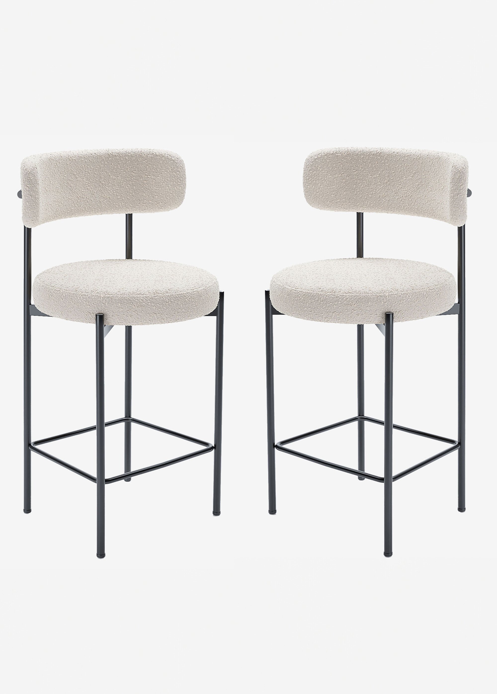 Tabourets de bar avec dossier, pieds métal BLANC POT-AGATHE FA1