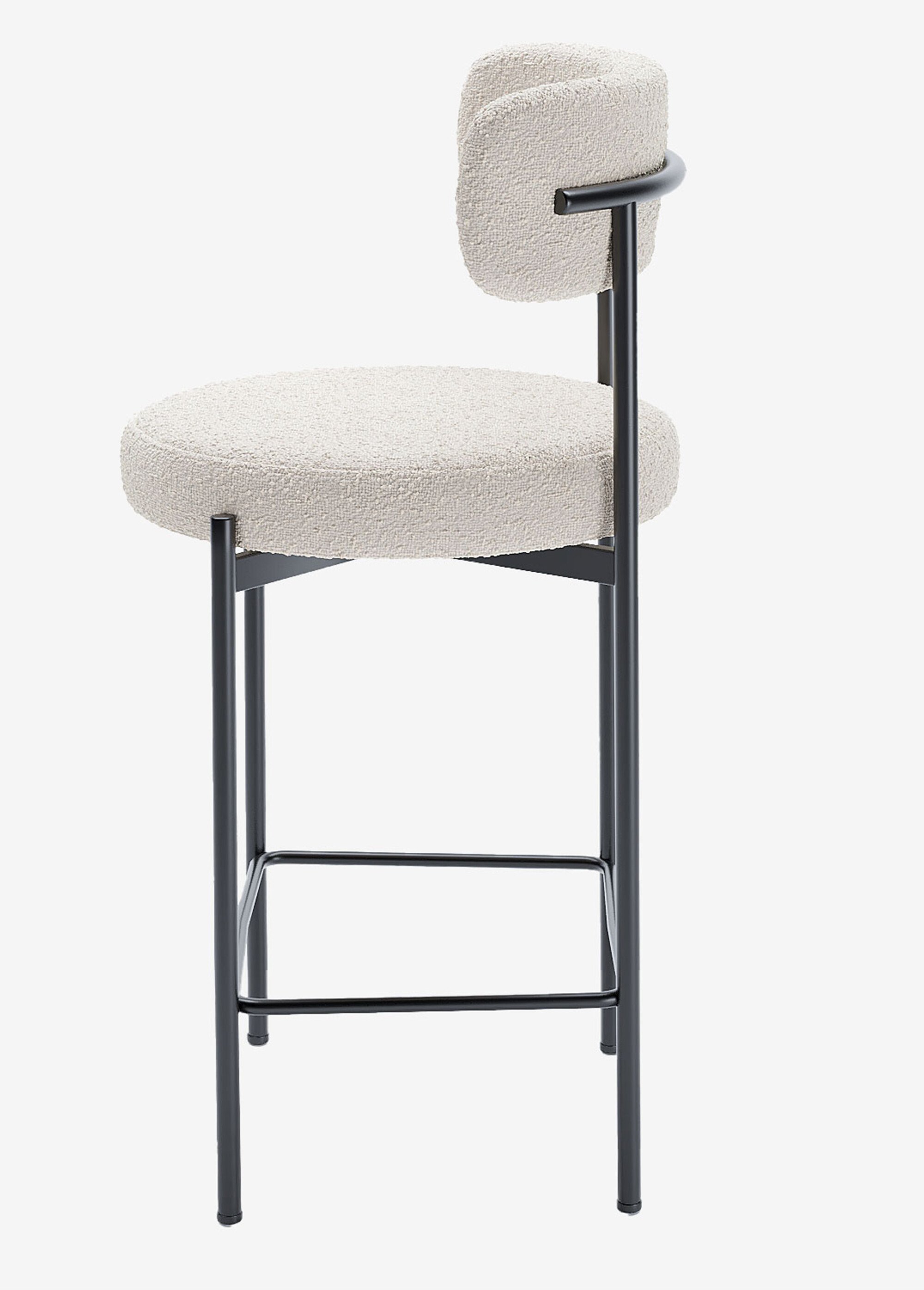 Tabourets de bar avec dossier, pieds métal BLANC POT-AGATHE GA1