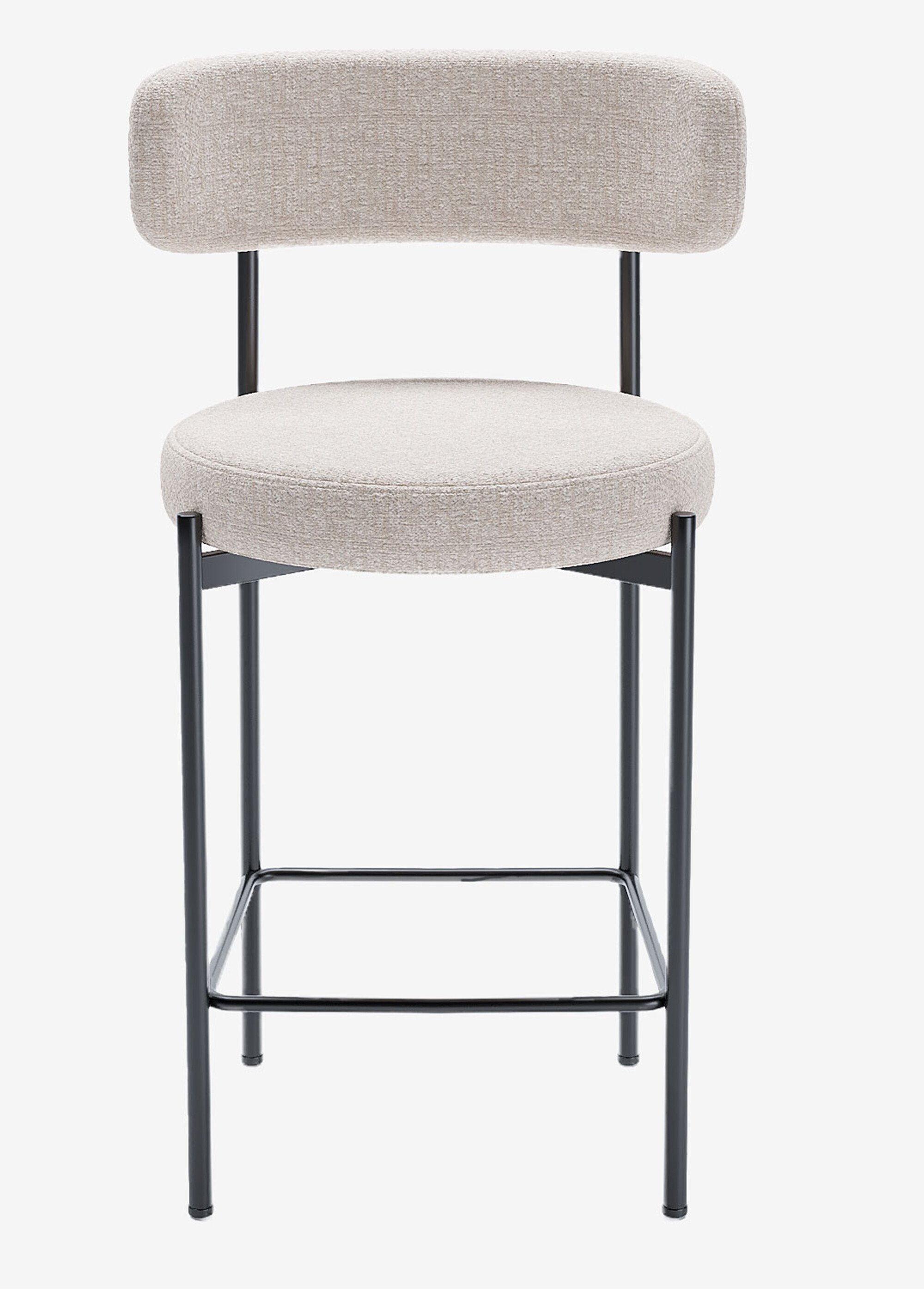 Tabourets de bar avec dossier, pieds métal BEIGE POT-AGATHE DE1