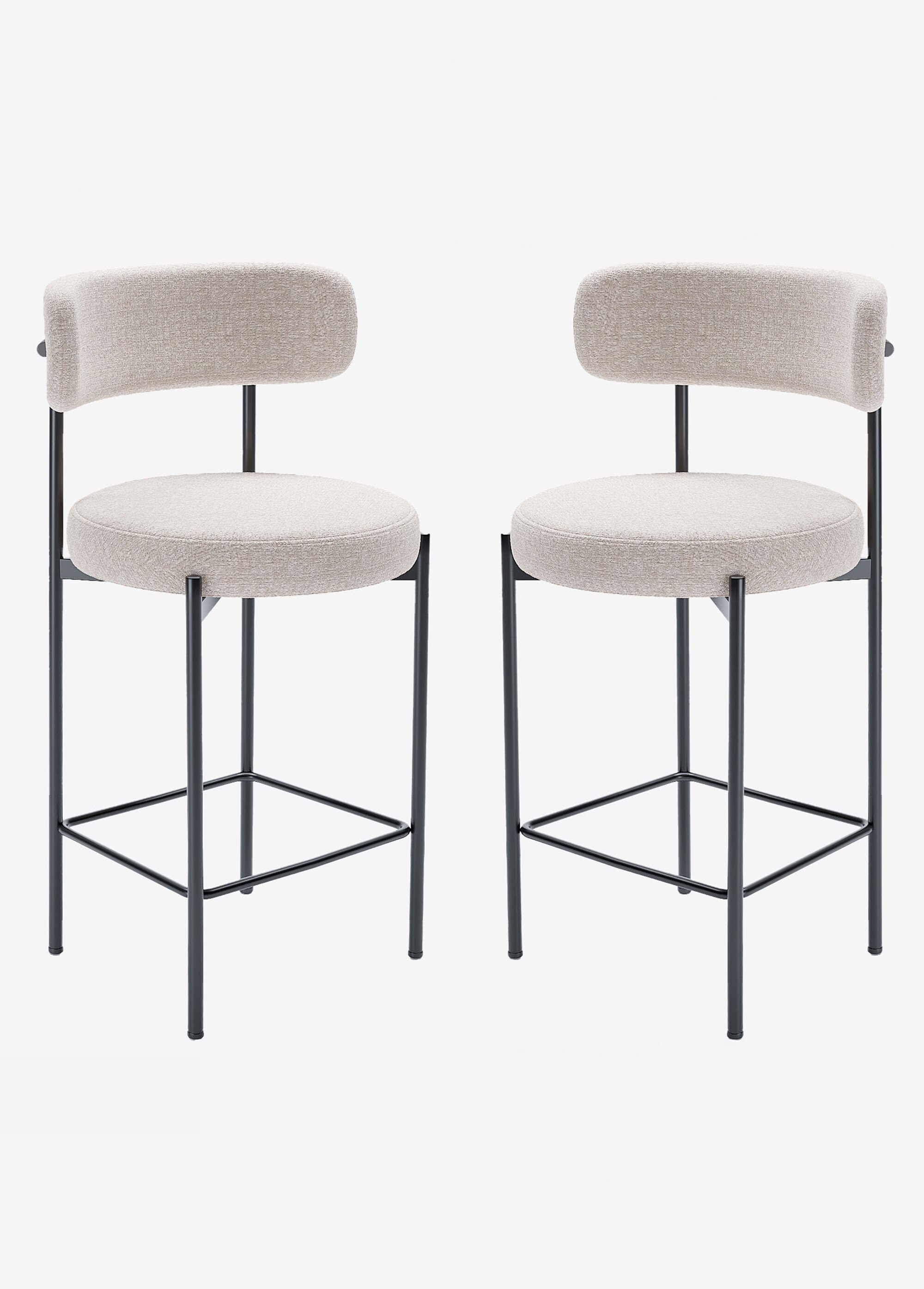 Tabourets de bar avec dossier, pieds métal BEIGE POT-AGATHE FA1
