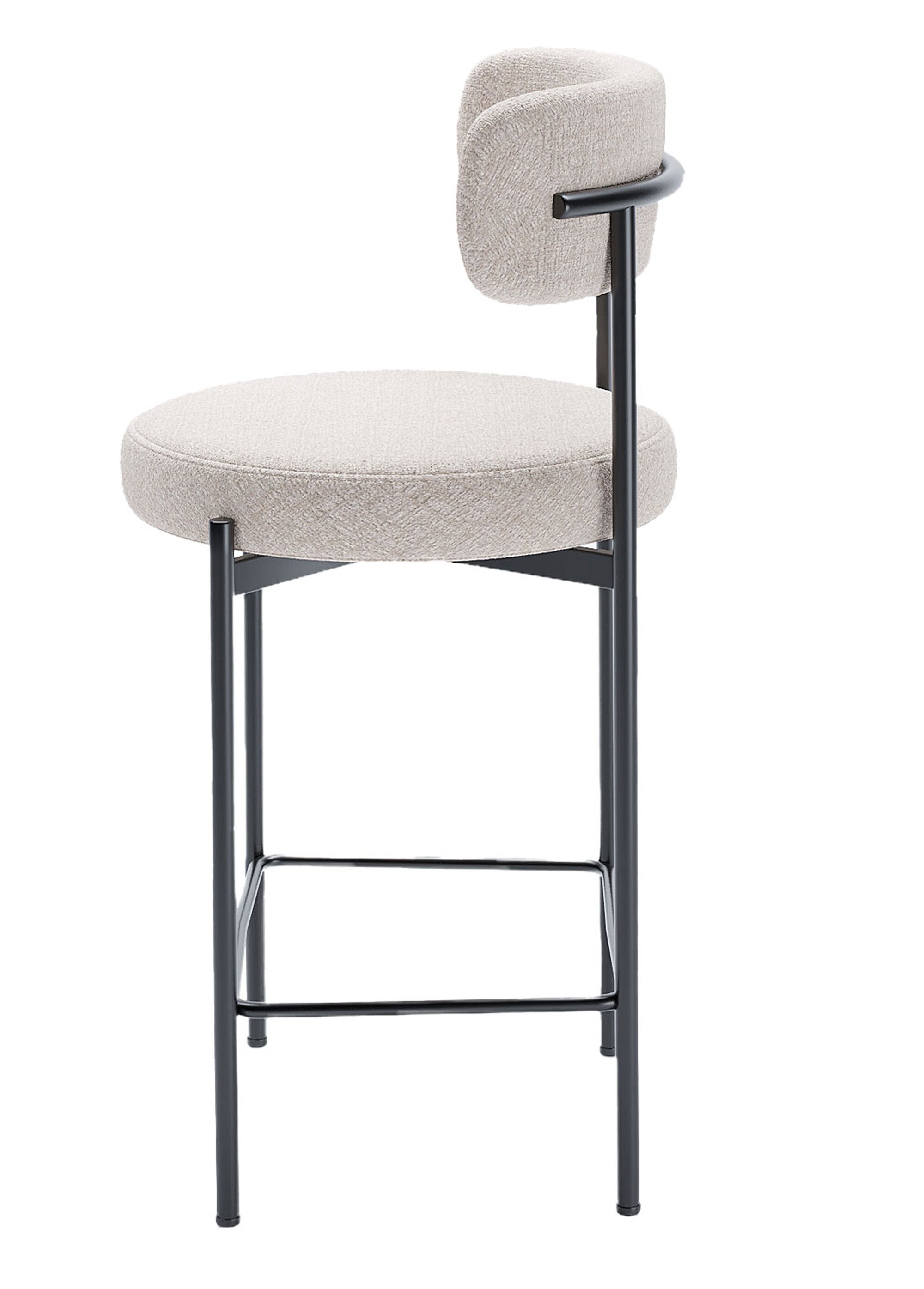 Tabourets de bar avec dossier, pieds métal BEIGE POT-AGATHE GA1