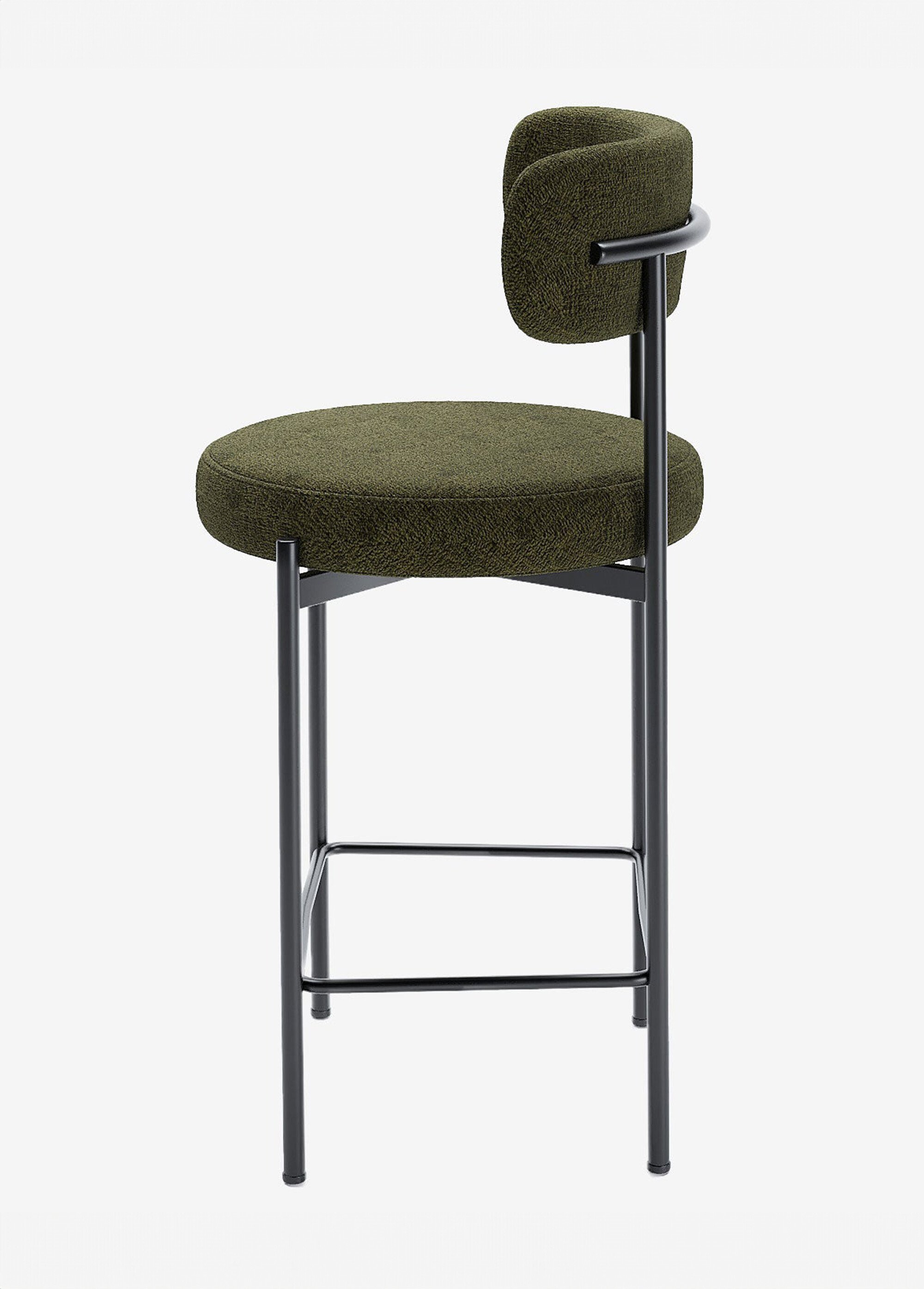 Tabourets de bar avec dossier, pieds métal VERT POT-AGATHE DR1
