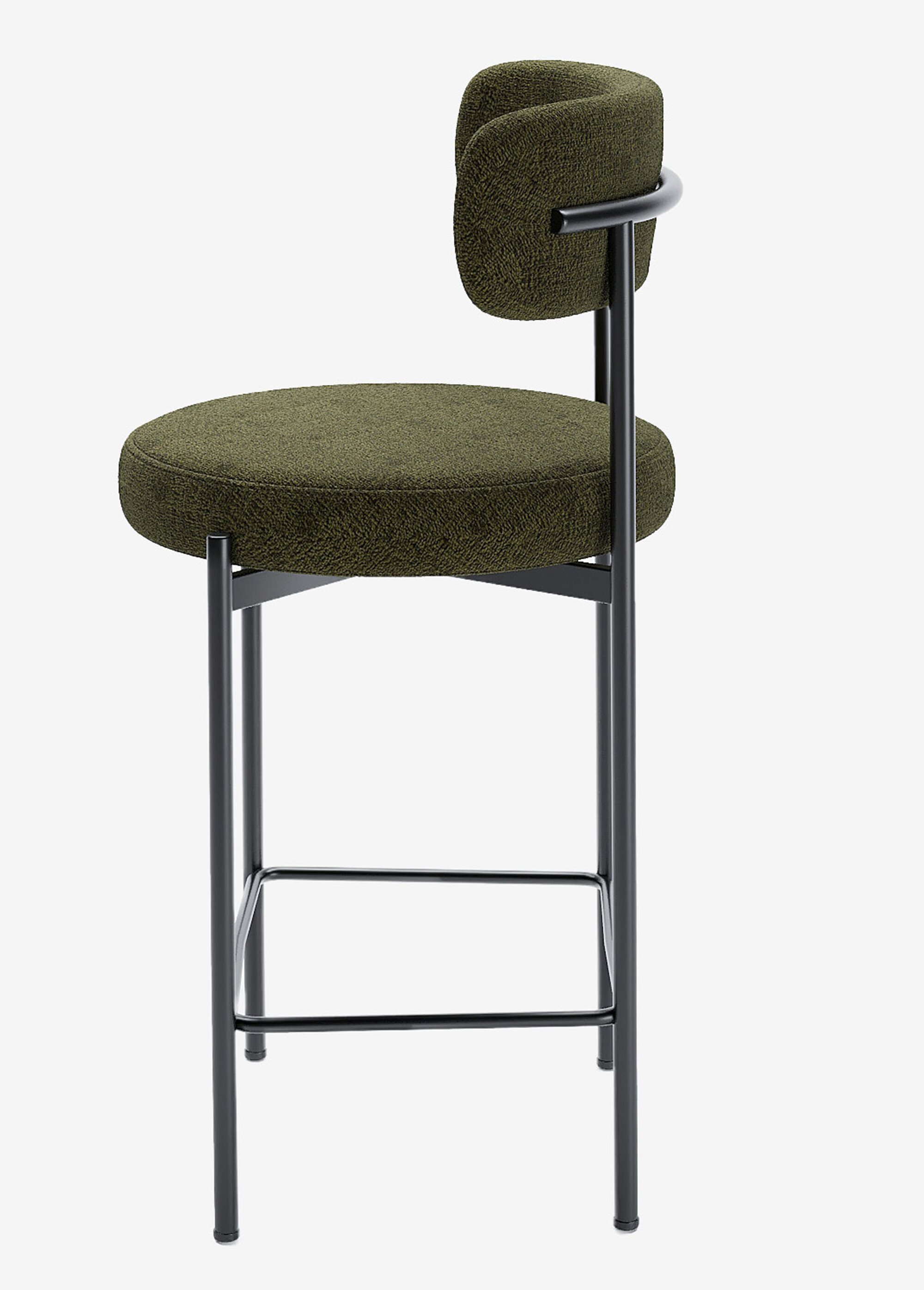 Tabourets de bar avec dossier, pieds métal VERT POT-AGATHE GA1