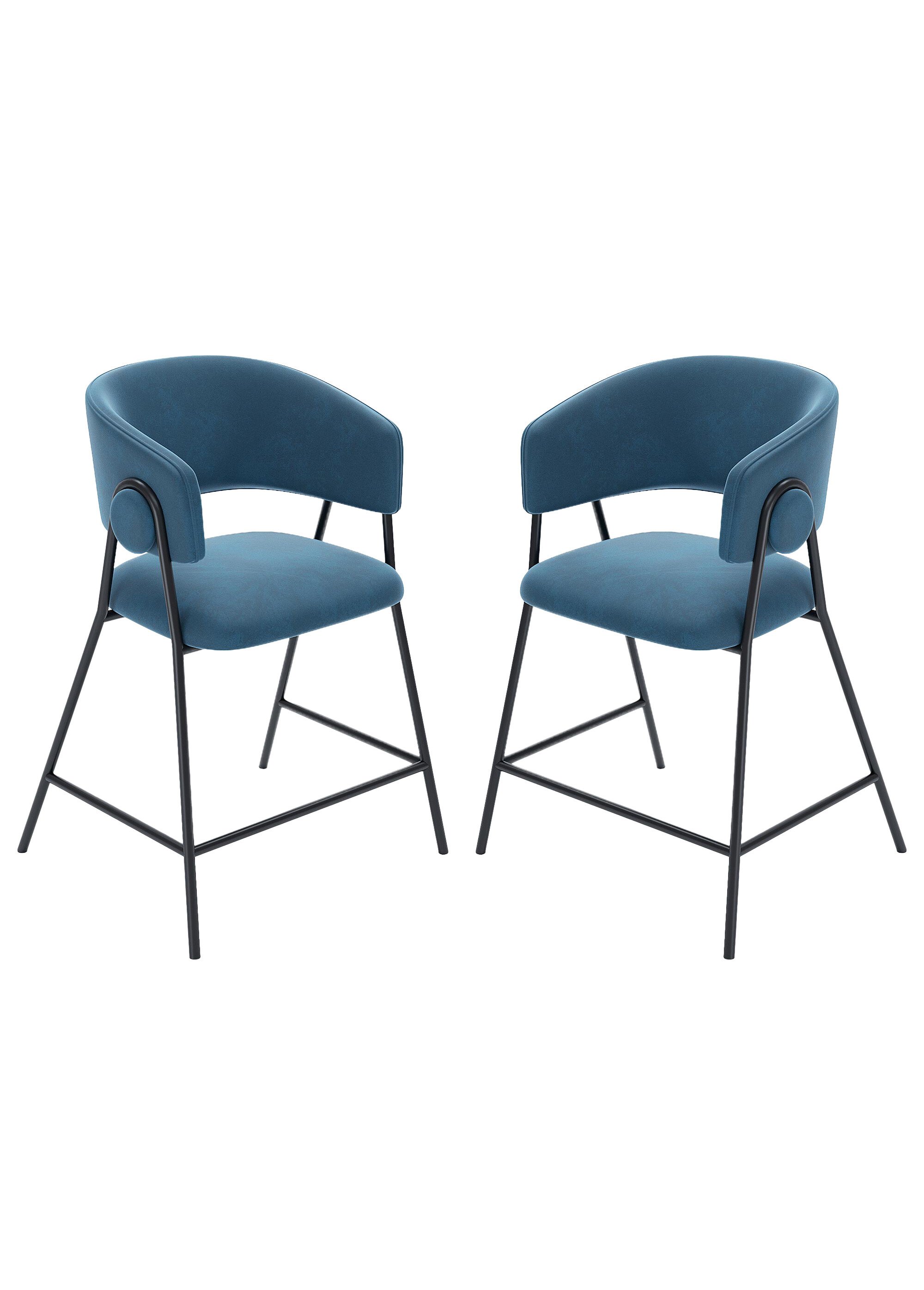 Tabourets de bar confortables en velours BLEU POT-BONNIE FA1