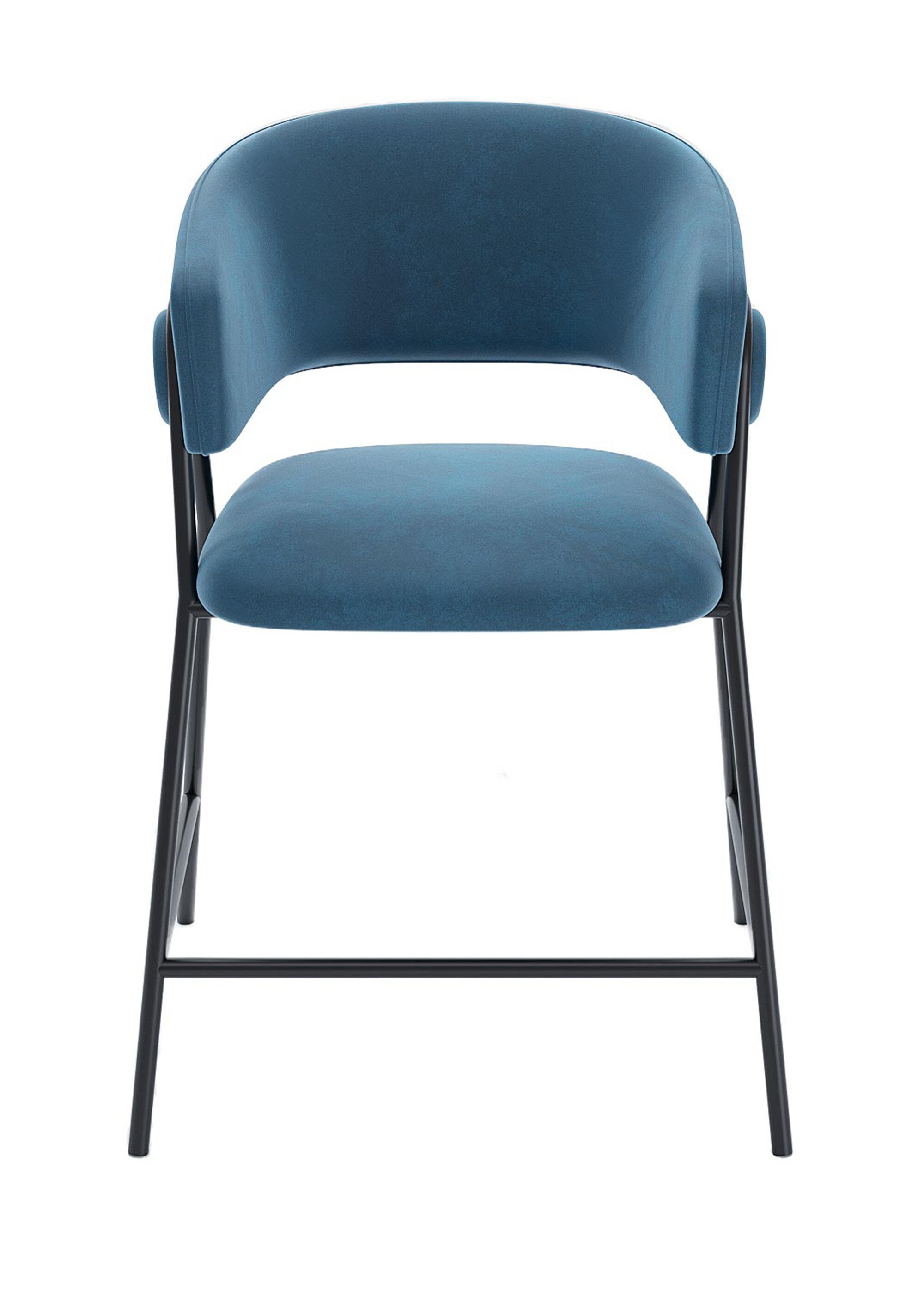 Tabourets de bar confortables en velours BLEU POT-BONNIE FA2