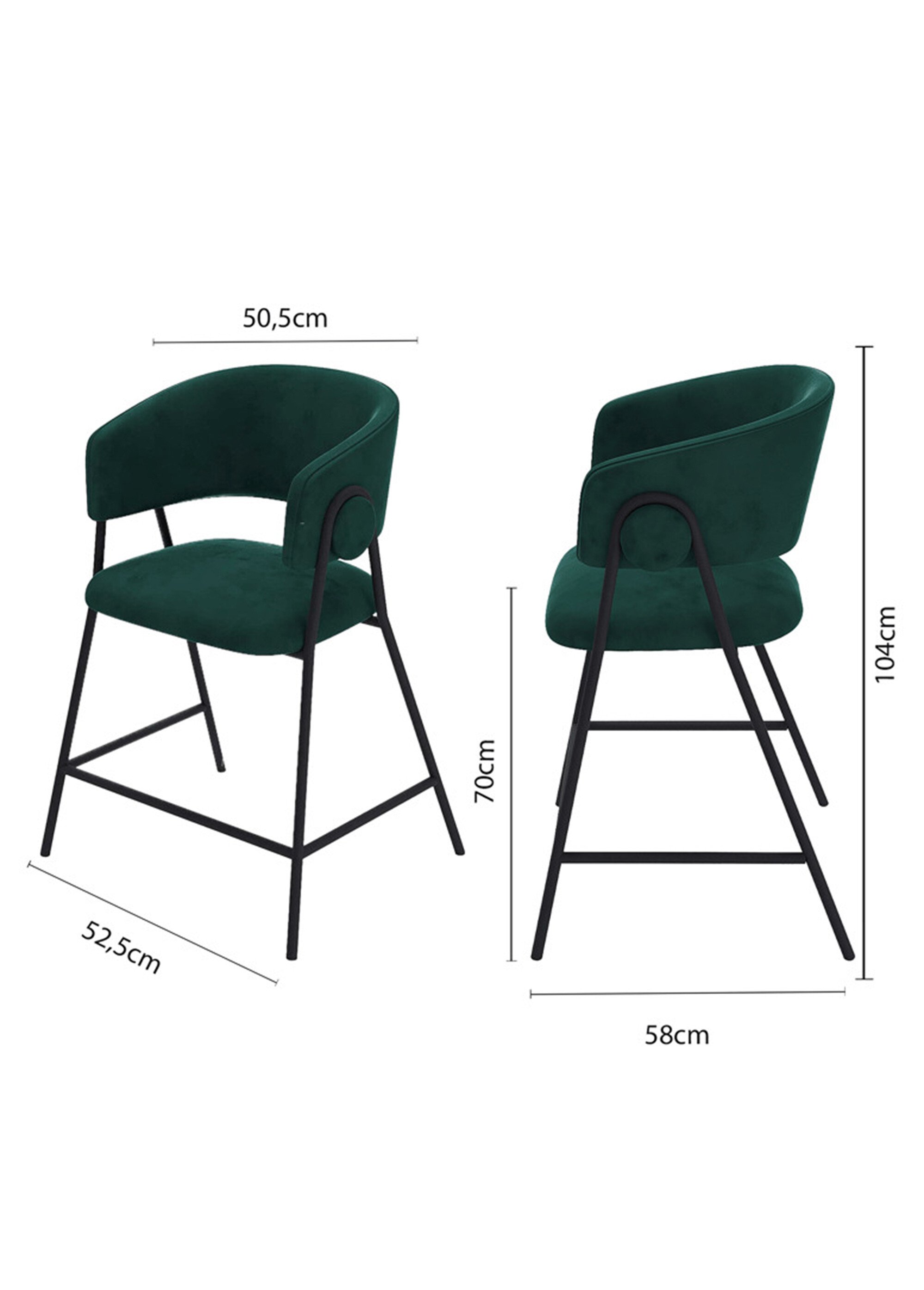 Tabourets de bar confortables en velours VERT POT-BONNIE DE1