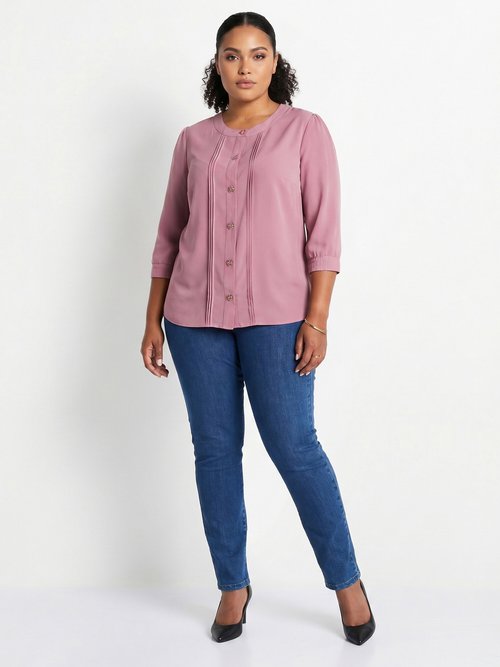 Tunique ample mi longue col rond Femme Grande Taille Violet CARVIN SI1