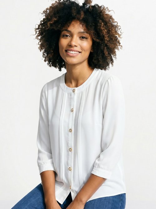 Tunique ample mi longue col rond Femme Beige CARVIN MV1