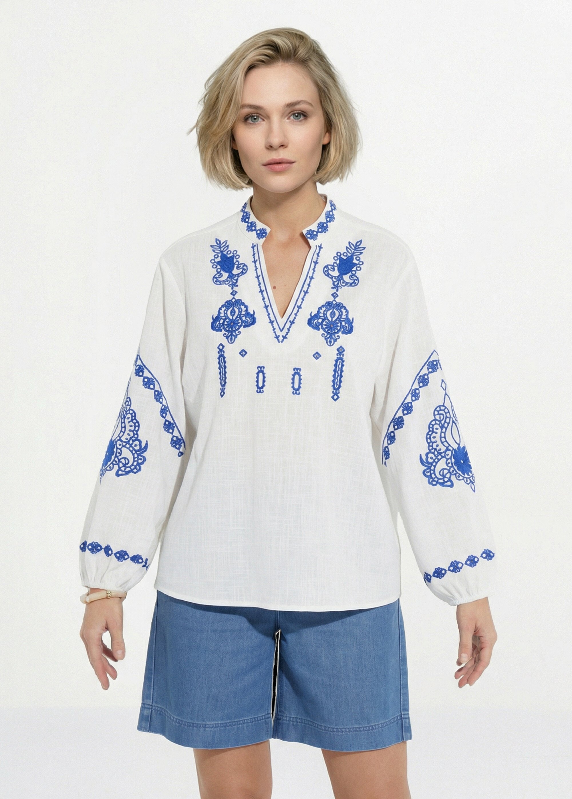 Tunique coton broderies et sequins Femme Blanc COSMANE FA1