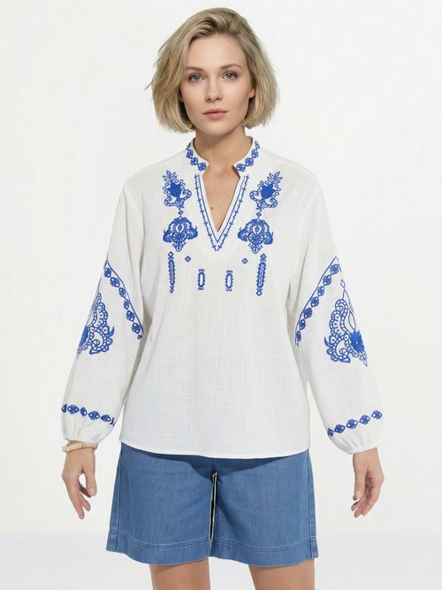 Tunique coton broderies et sequins Femme Blanc COSMANE FA1
